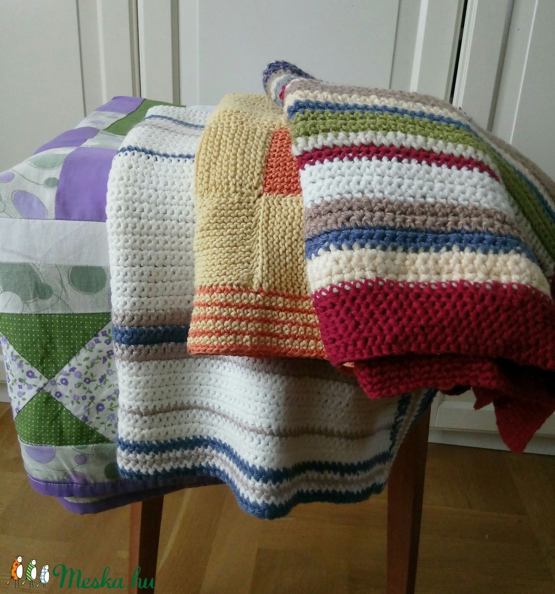 Kötött pamut baba takaró patchwork stílusban - - Meska.hu Kötött pamut baba takaró patchwork stílusban - - Meska.hu