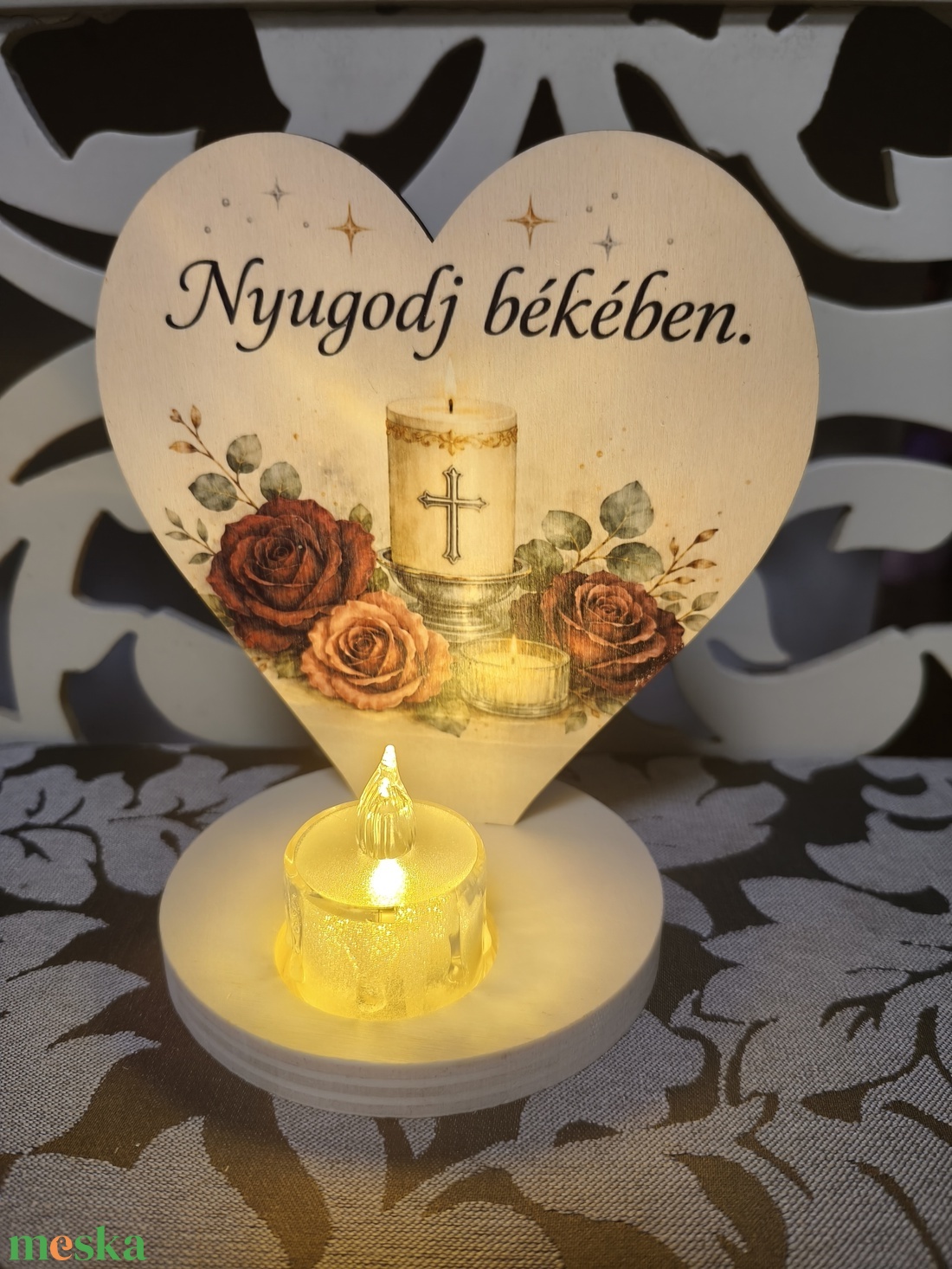 Kegyeleti díszek  LED mécsessel - otthon & életmód - vallás - temetkezési tárgy - sírdísz, kegyeleti dísz - Meska.hu