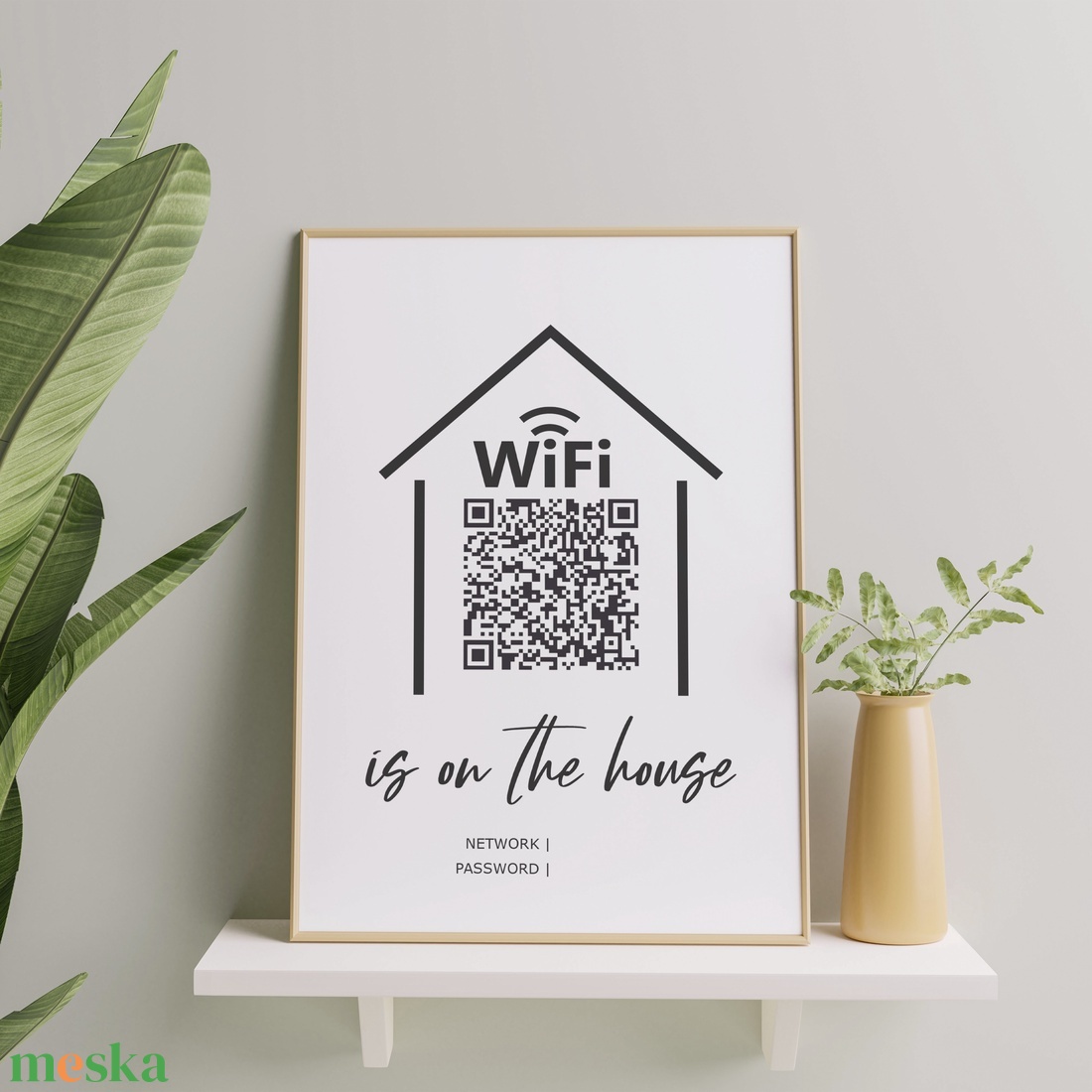 WiFi qr kód kép, csatlakozási qr kód dekoratív formában - nyomtatható PDF - digitális termék - otthon & életmód - dekoráció - kép & falikép - poszter - Meska.hu