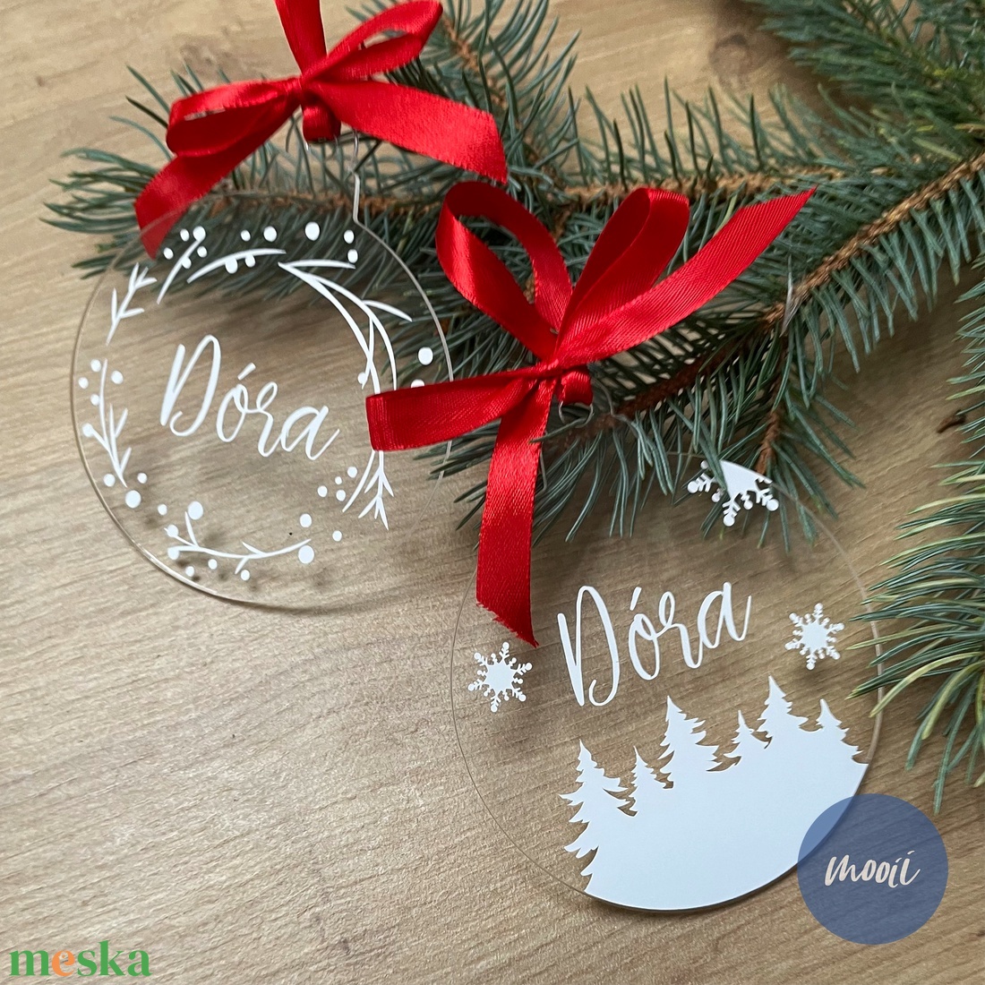 Névre szóló karácsonyi plexi dísz, karácsonyfa dísz, egyedi ajándék  - otthon & életmód - papír, írószer - matrica, matrica csomag - Meska.hu
