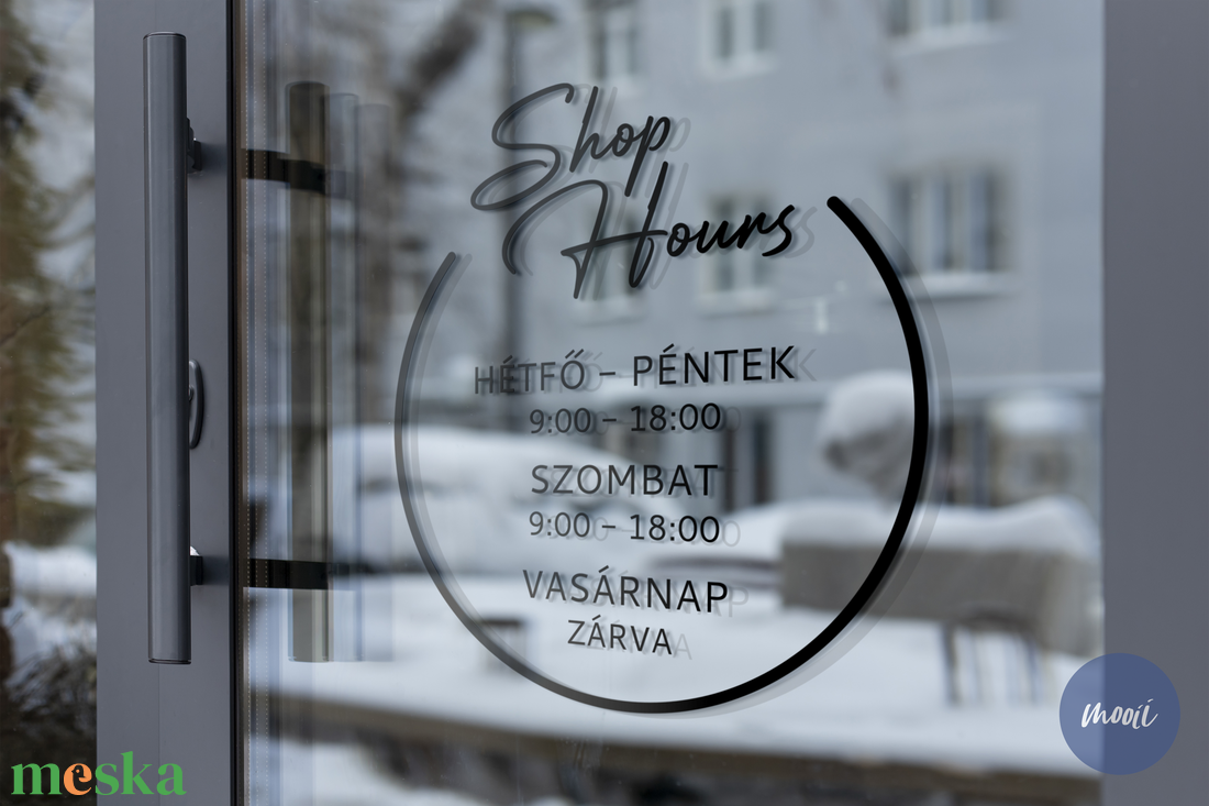 Shop hours - nyitvatartás matrica bejárati ajtóra, kerek dizájn, személyre szabható - otthon & életmód - dekoráció - ajtó- és ablak dekoráció - ablakmatrica - Meska.hu Shop hours - nyitvatartás matrica bejárati ajtóra, kerek dizájn, személyre szabható - otthon & életmód - dekoráció - ajtó- és ablak dekoráció - ablakmatrica - Meska.hu