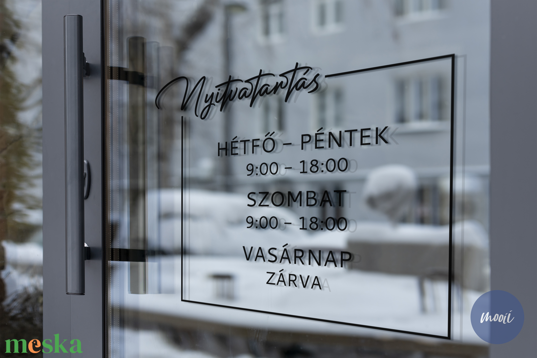 Keretes, négyzet alakú kalligrafikus feliratú nyitvatartás matrica bejárati ajtóra, kerek dizájn, személyre szabható - otthon & életmód - dekoráció - ajtó- és ablak dekoráció - ablakmatrica - Meska.hu Keretes, négyzet alakú kalligrafikus feliratú nyitvatartás matrica bejárati ajtóra, kerek dizájn, személyre szabható - otthon & életmód - dekoráció - ajtó- és ablak dekoráció - ablakmatrica - Meska.hu