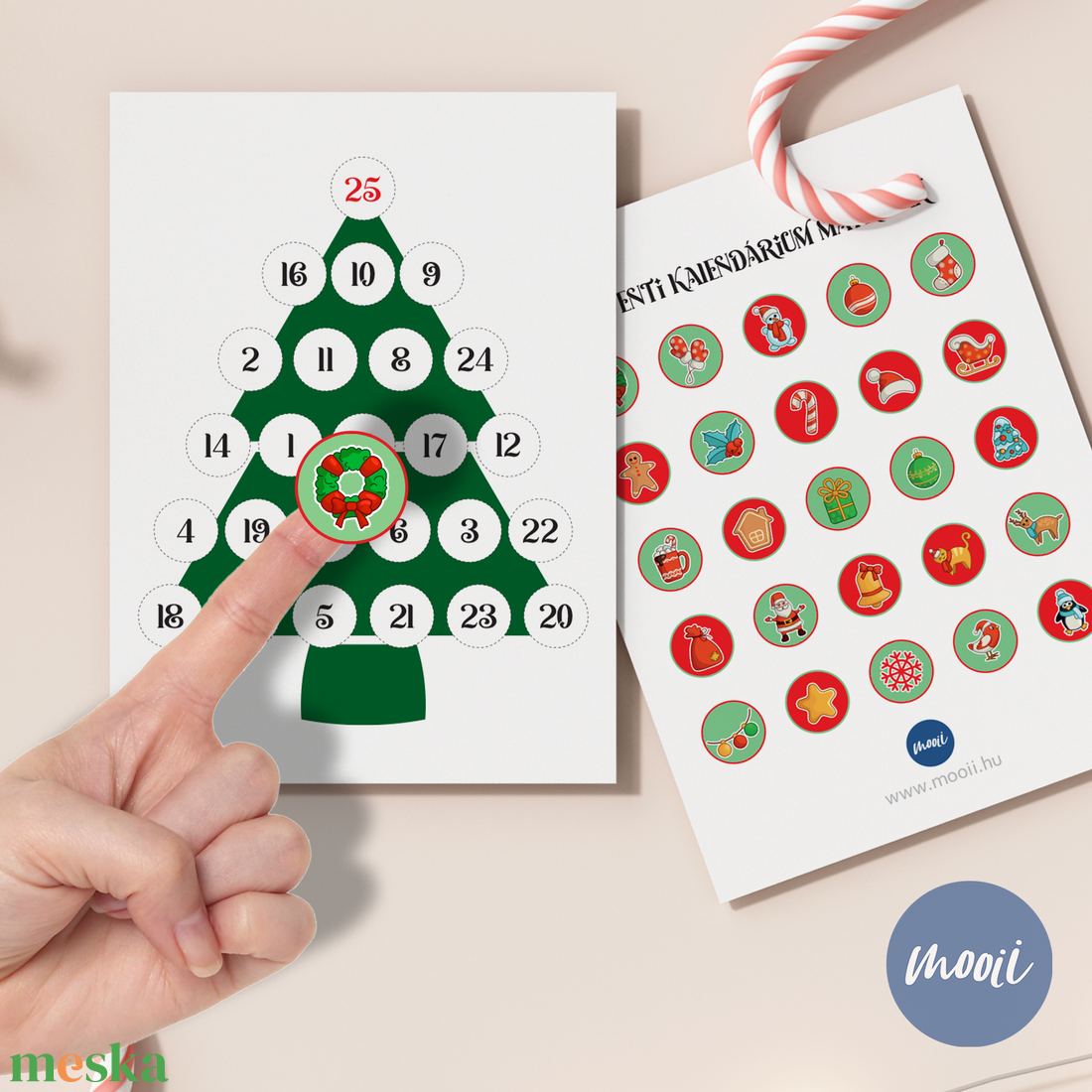 Matricás adventi kalendárium, naptár - Díszítsd fel a fenyőfát!  - karácsony - adventi díszek - adventi naptár - Meska.hu Matricás adventi kalendárium, naptár - Díszítsd fel a fenyőfát!  - karácsony - adventi díszek - adventi naptár - Meska.hu