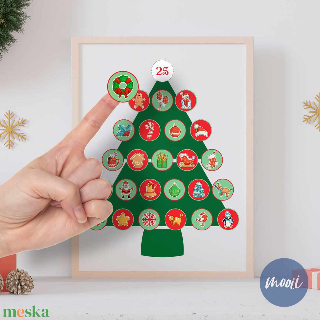 Matricás adventi kalendárium, naptár - Díszítsd fel a fenyőfát!  - karácsony - adventi díszek - adventi naptár - Meska.hu Matricás adventi kalendárium, naptár - Díszítsd fel a fenyőfát!  - karácsony - adventi díszek - adventi naptár - Meska.hu