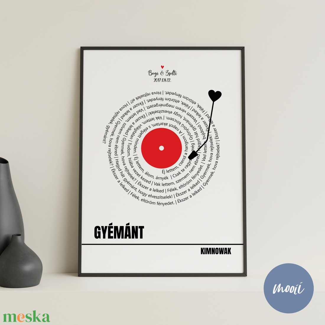 A mi dalunk, lejátszó - Valentin napi poszter, kép a kedvenc dalotok dalszövegével, páros ajándék - digitális termék - otthon & életmód - dekoráció - kép & falikép - poszter - Meska.hu