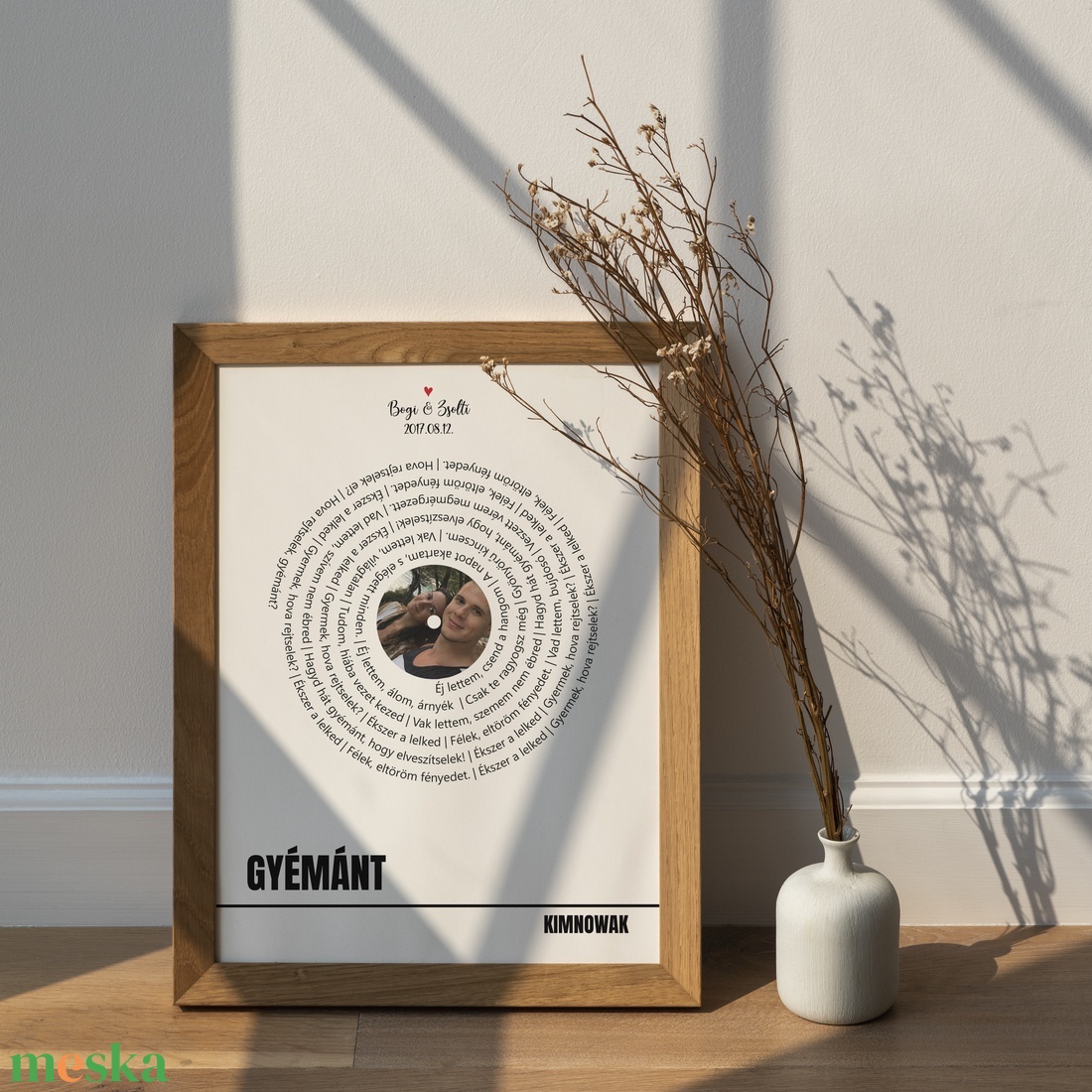 A mi dalunk, fotóval - Valentin napi poszter, kép a kedvenc dalotok dalszövegével, páros ajándék - digitális termék - otthon & életmód - dekoráció - kép & falikép - poszter - Meska.hu
