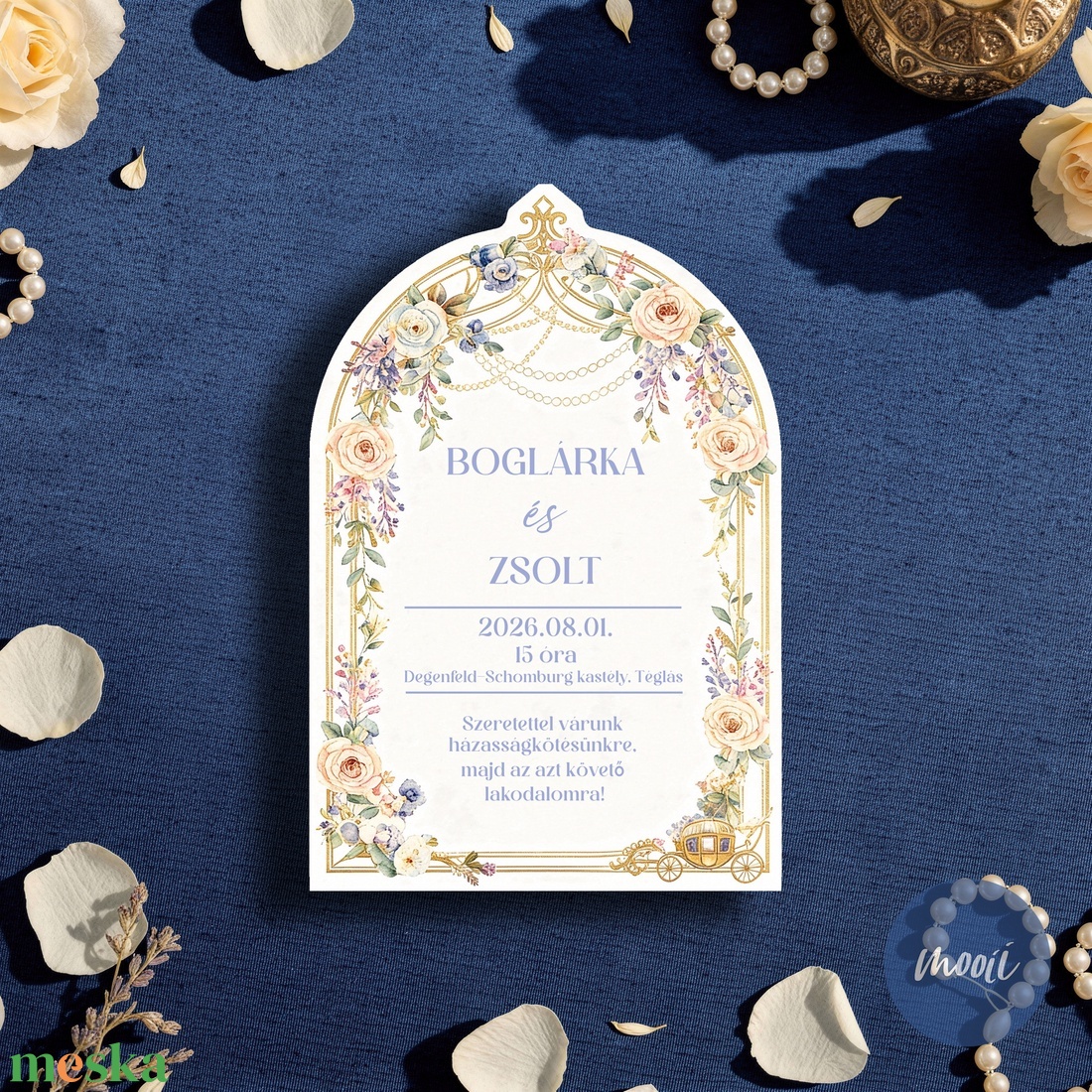 Bridgerton stílusú kontúrvágott esküvői meghívó - esküvő - meghívó & kártya - meghívó - Meska.hu