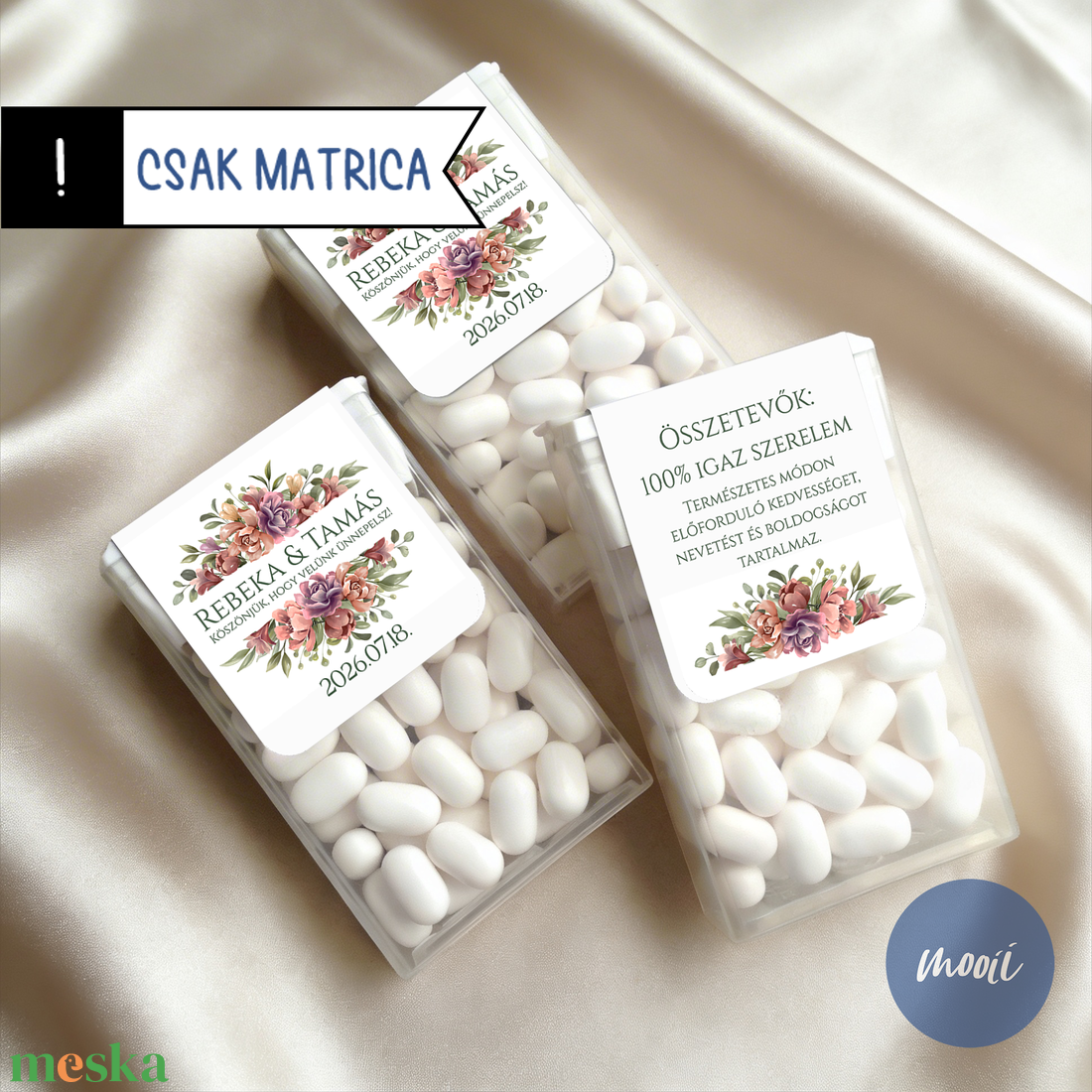 Mentolos cukorkához egyedi matrica, különleges köszönetajándék az esküvőtökre - MATRICA - esküvő - emlék & ajándék - köszönőajándék - Meska.hu