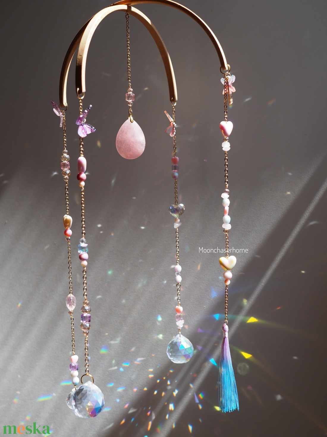 Ásványos baba mobil függő dekor kiságy fölé - lányos baba ajándék - baba - mama - baba játékok - kiságyforgó - Meska.hu