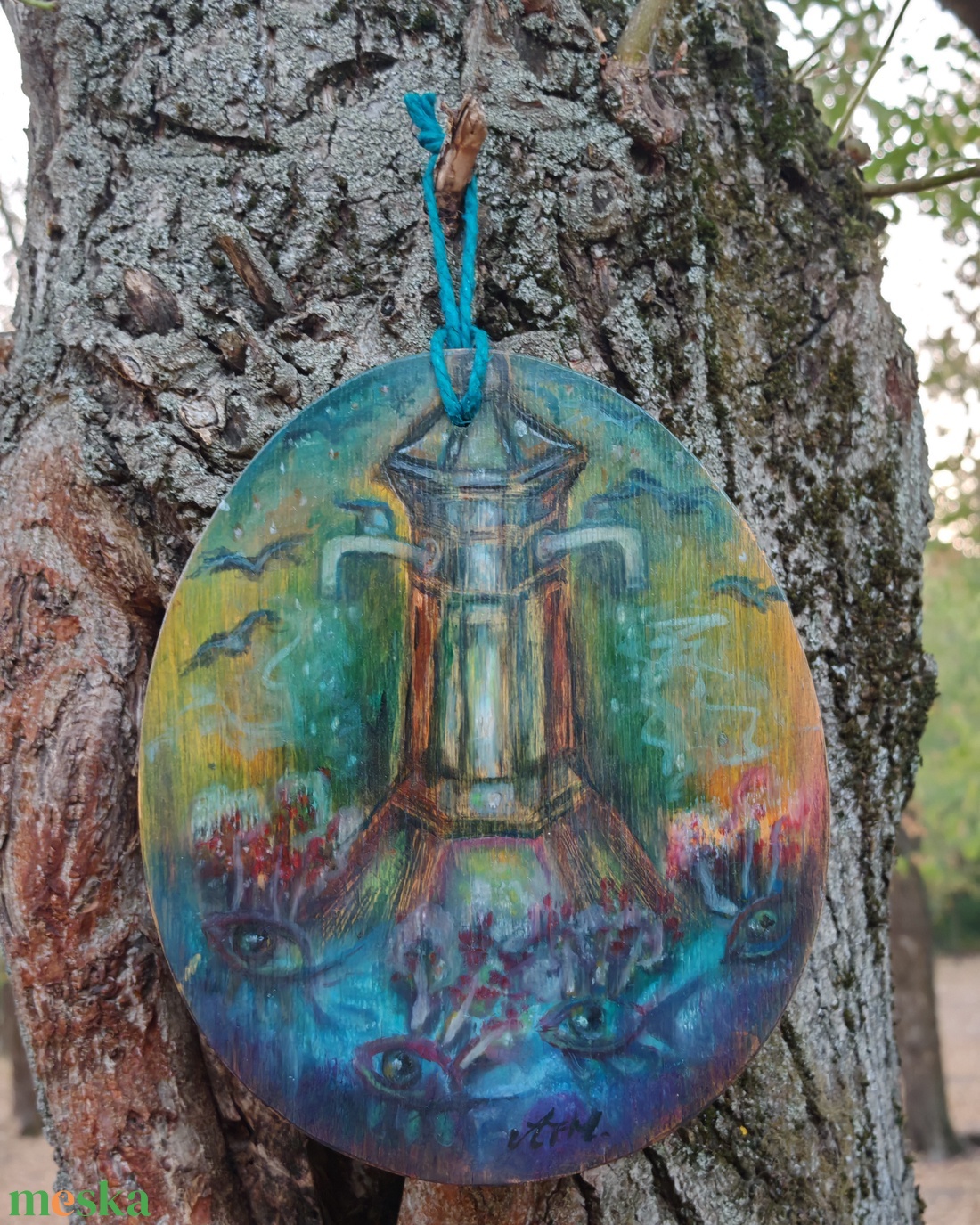 Fatáblára készült falikép, enkausztika / viasszal festett fantasy-főző, eco és újrahasznosítás - művészet - festmény - festmény vegyes technika - Meska.hu