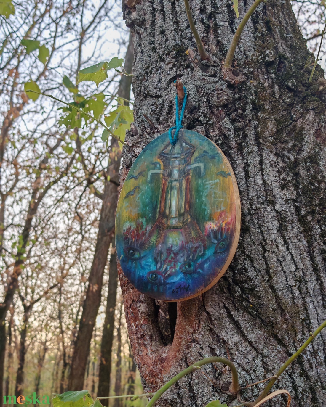Fatáblára készült falikép, enkausztika / viasszal festett fantasy-főző, eco és újrahasznosítás - művészet - festmény - festmény vegyes technika - Meska.hu