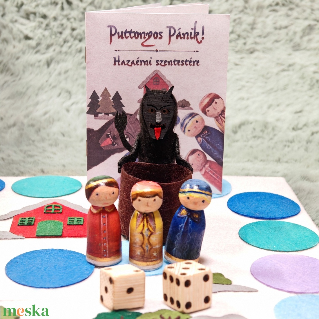 Puttonyos Pánik! - Hazaérni szentestére, kézműves karácsonyi családi társasjáték rendelésre - játék & sport - táblajáték és kártyajáték - társasjátékok - dobókocka - Meska.hu