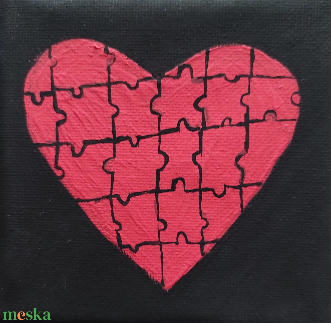 Puzzle szív - művészet - festmény - akril - Meska.hu