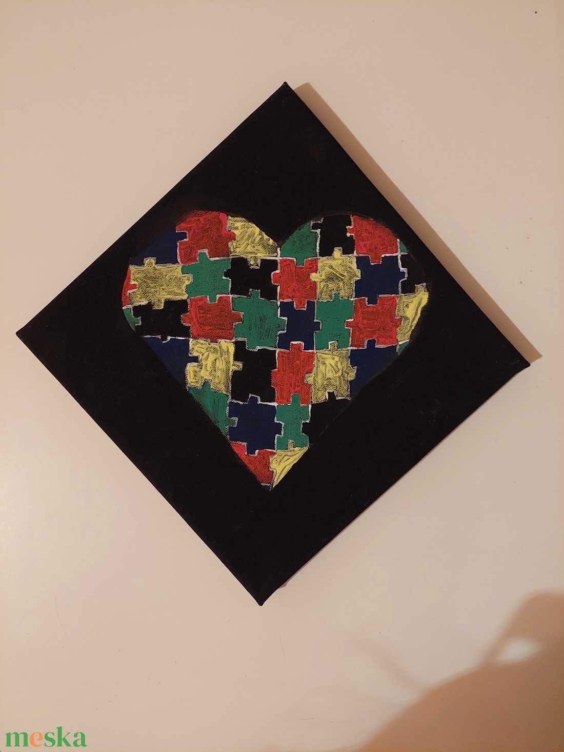Puzzle szív - művészet - festmény - akril - Meska.hu