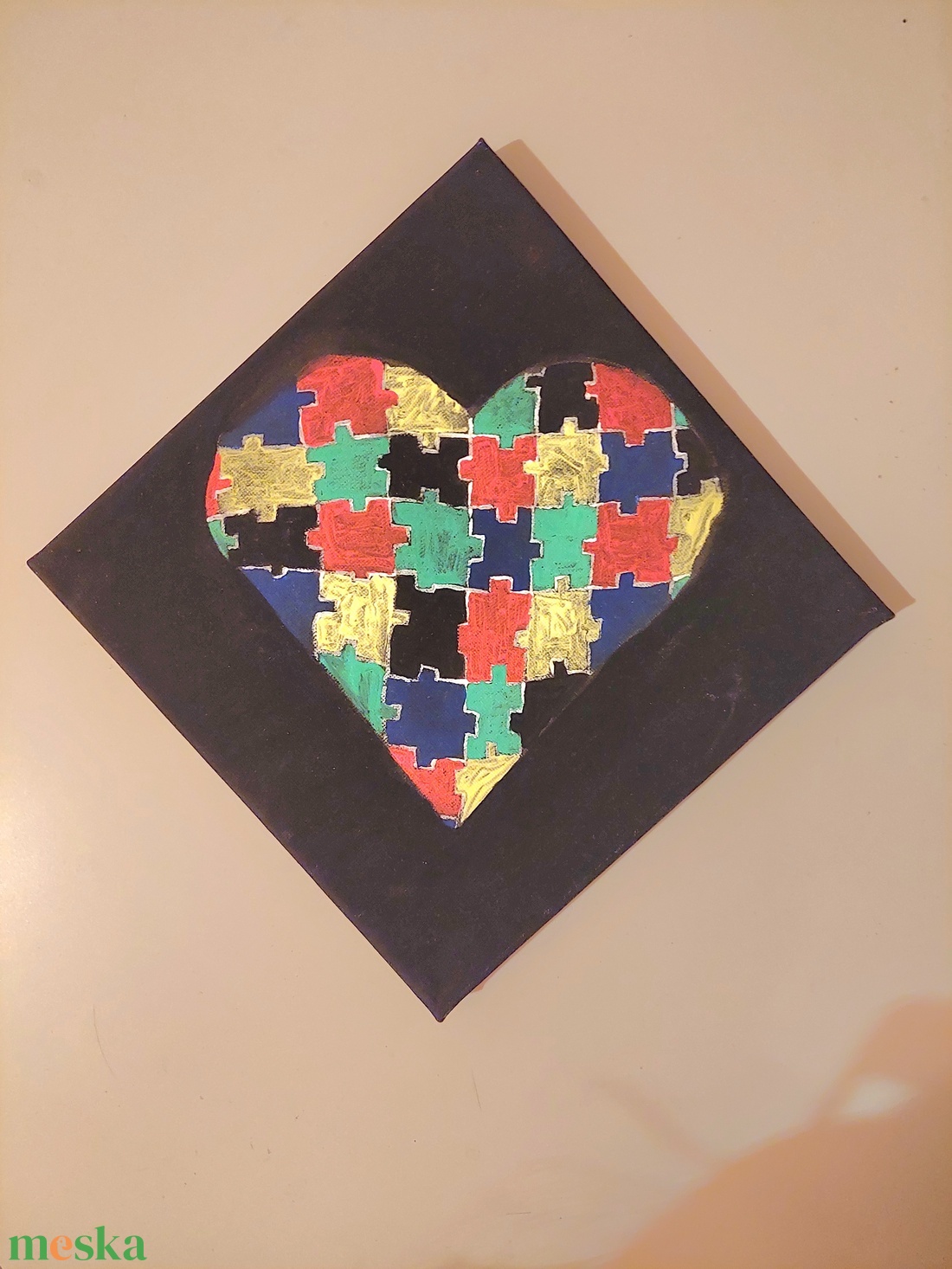Puzzle szív - művészet - festmény - akril - Meska.hu