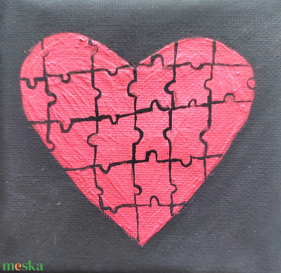 Puzzle szív - művészet - festmény - akril - Meska.hu