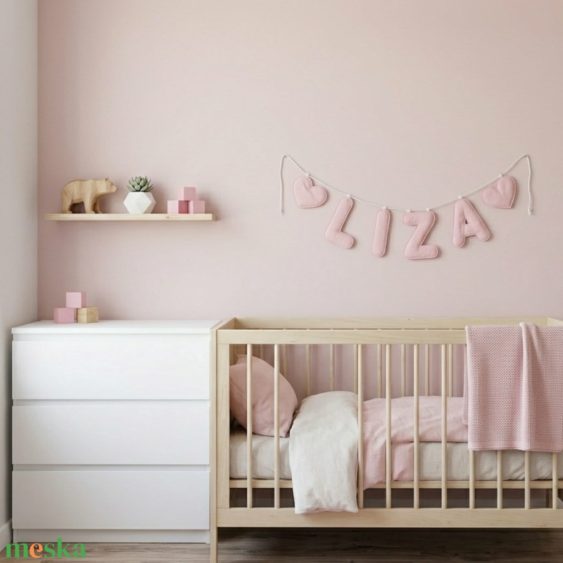 Textil névfüzér babaszobába � egyedi, kézzel készült faldekoráció - baba - mama - babaszoba dekoráció - babanév dekoráció - Meska.hu