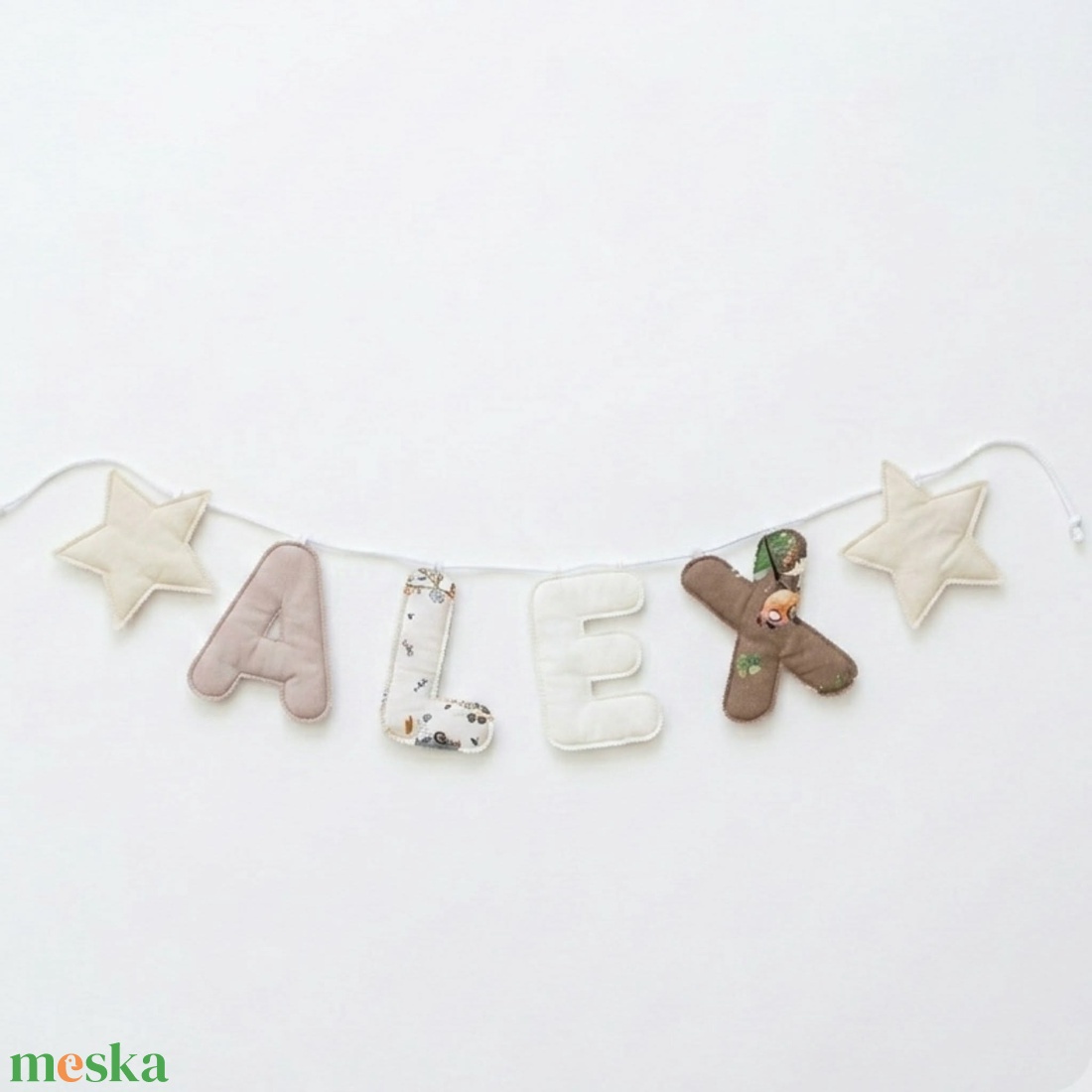 Textil névfüzér babaszobába � egyedi, kézzel készült faldekoráció - baba - mama - babaszoba dekoráció - babanév dekoráció - Meska.hu