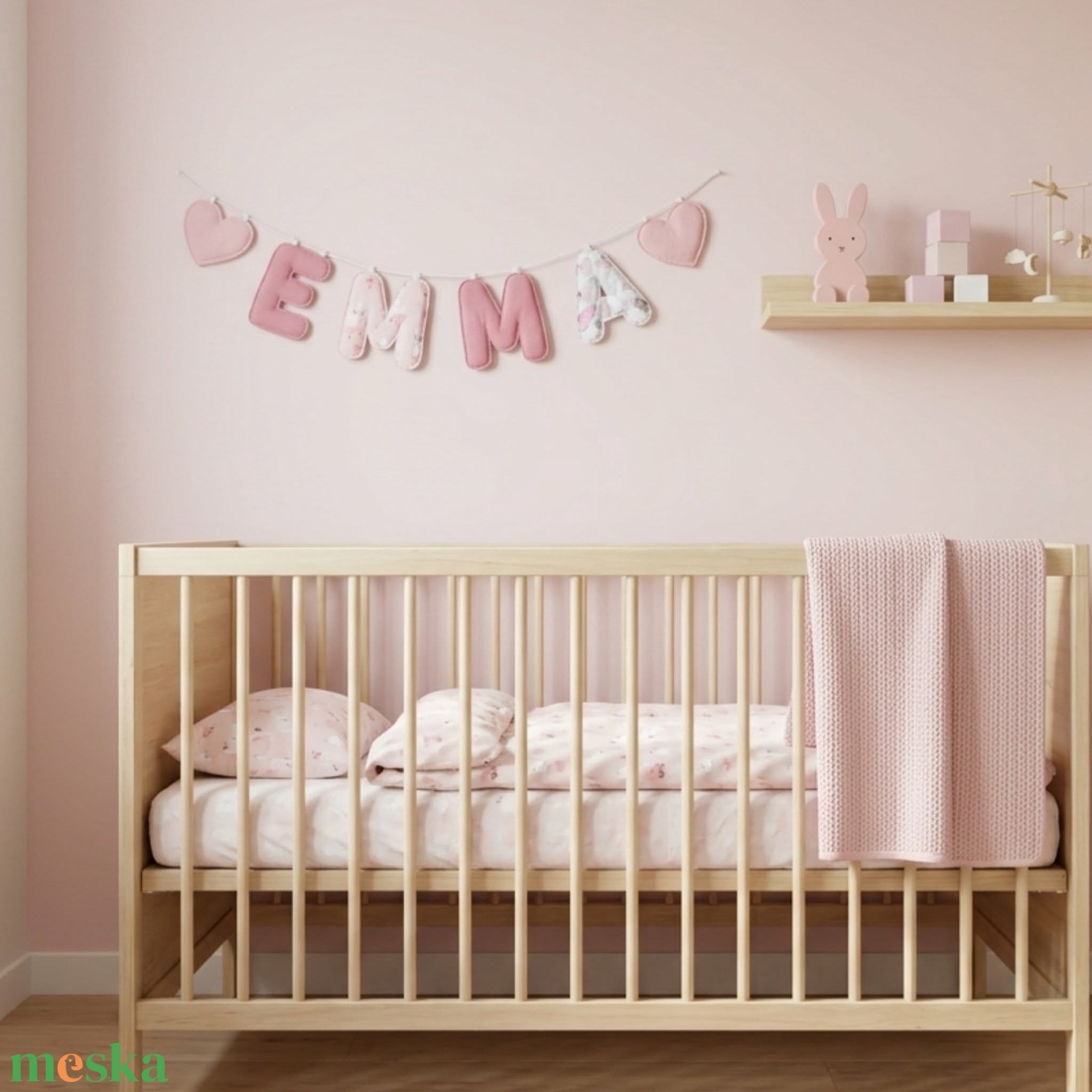 Textil névfüzér babaszobába � egyedi, kézzel készült faldekoráció - baba - mama - babaszoba dekoráció - babanév dekoráció - Meska.hu