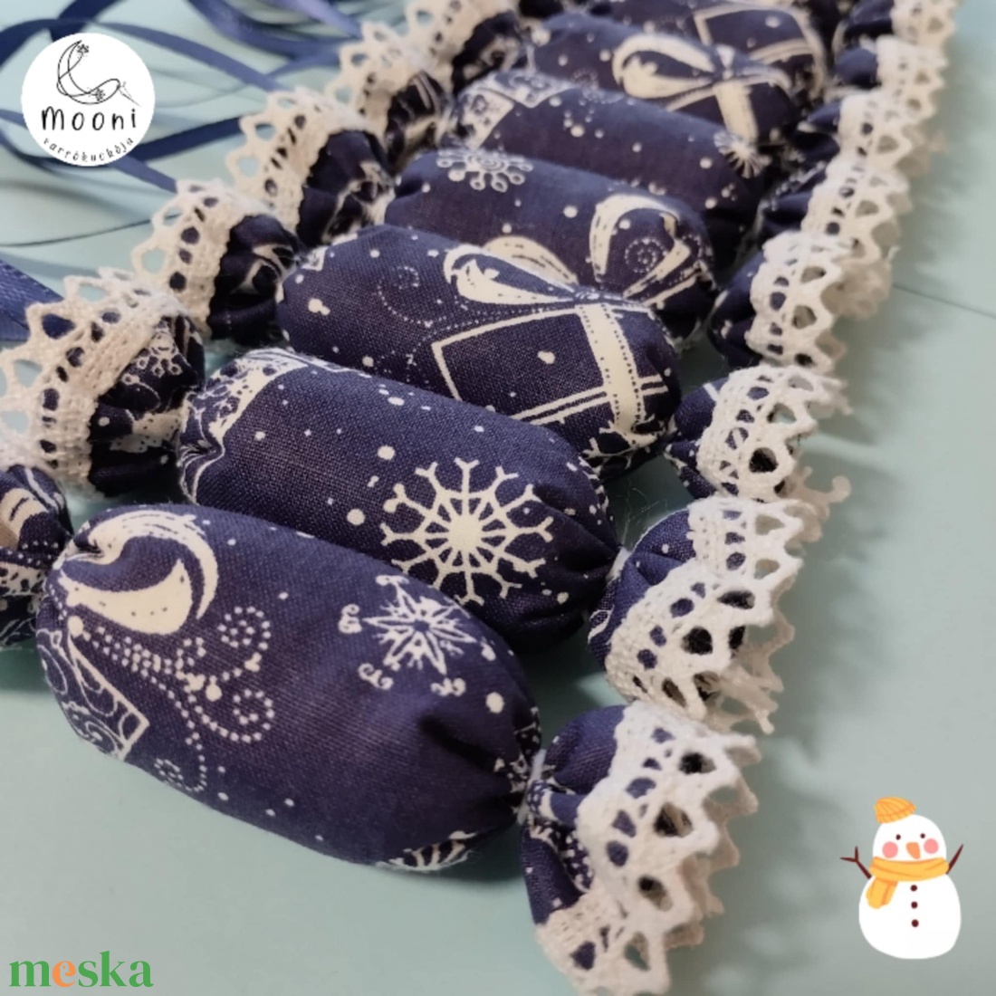 Textil szaloncukor - kék - karácsony - karácsonyi lakásdekoráció - karácsonyfadíszek - Meska.hu