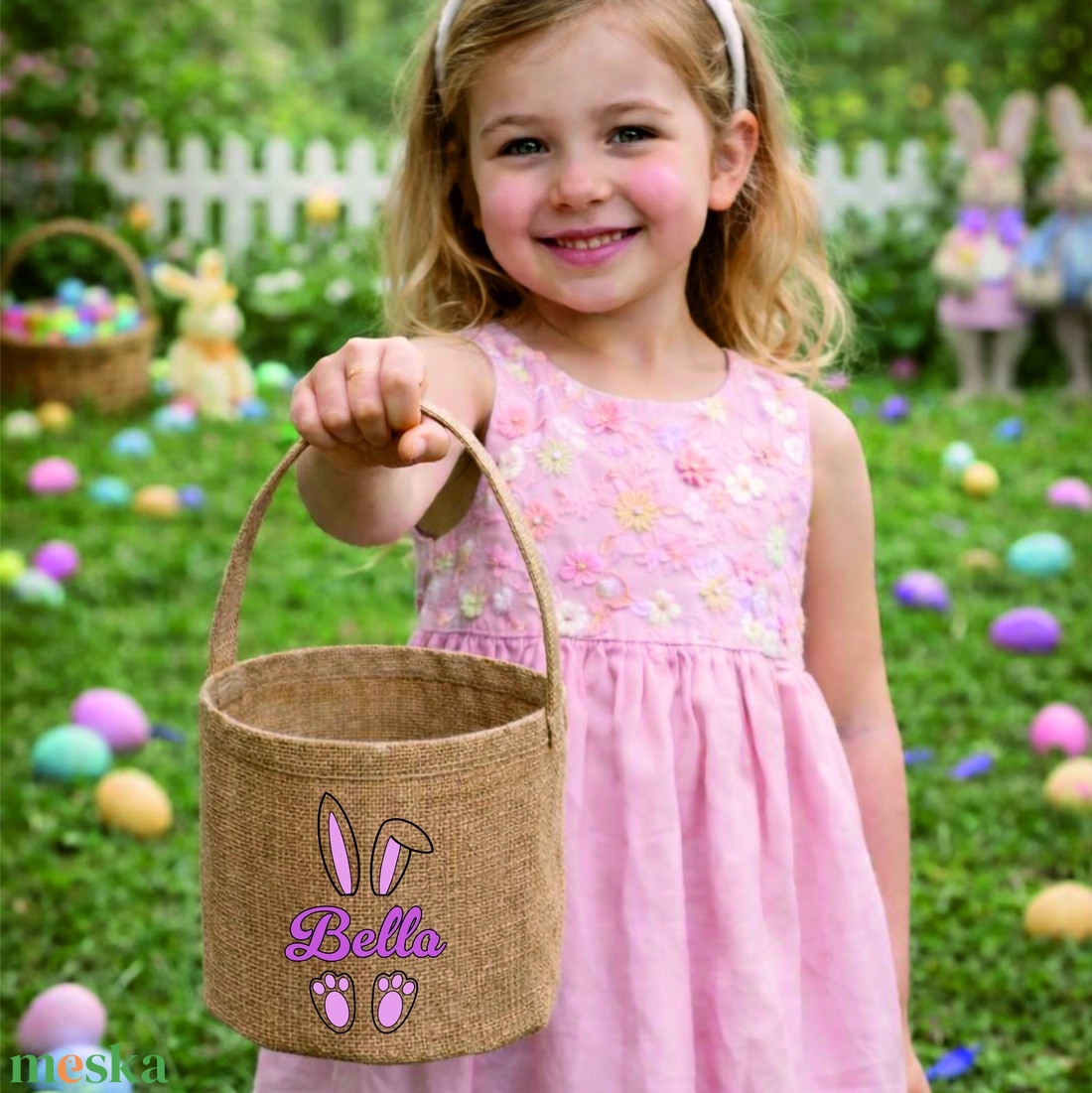 Húsvéti tojásgyűjtő kosár � névre szóló, egyedi! - ünnepi díszek, dekorációk - húsvéti díszek és dekorációk - húsvéti kosár - Meska.hu