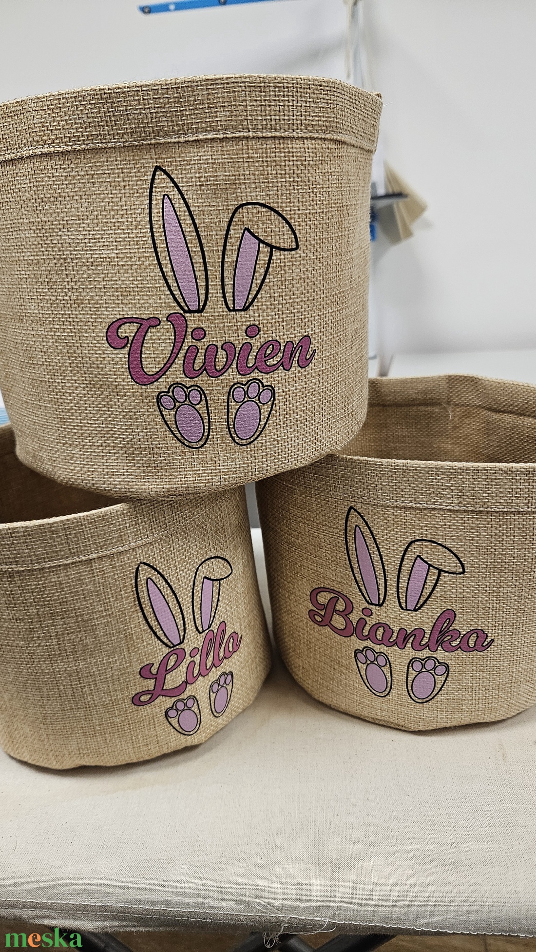 Húsvéti tojásgyűjtő kosár � névre szóló, egyedi! - ünnepi díszek, dekorációk - húsvéti díszek és dekorációk - húsvéti kosár - Meska.hu