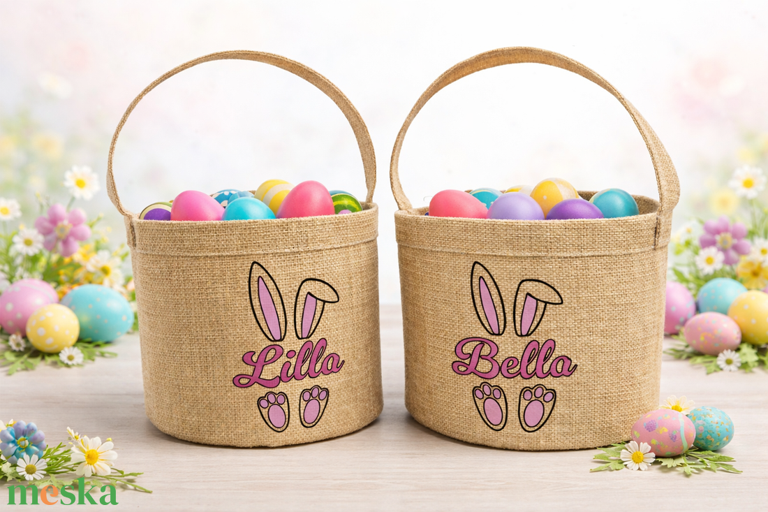 Húsvéti tojásgyűjtő kosár � névre szóló, egyedi! - ünnepi díszek, dekorációk - húsvéti díszek és dekorációk - húsvéti kosár - Meska.hu