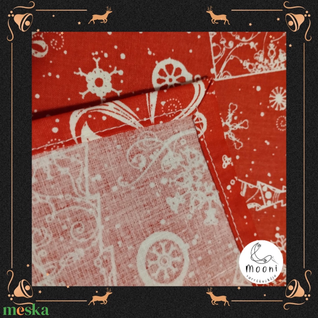 Karácsonyi textilszalvéta - 2 darabos csomag (piros alapon karácsonyi mintás) - otthon & életmód - konyhafelszerelés, tálalás - konyhai textil - szalvéta - Meska.hu