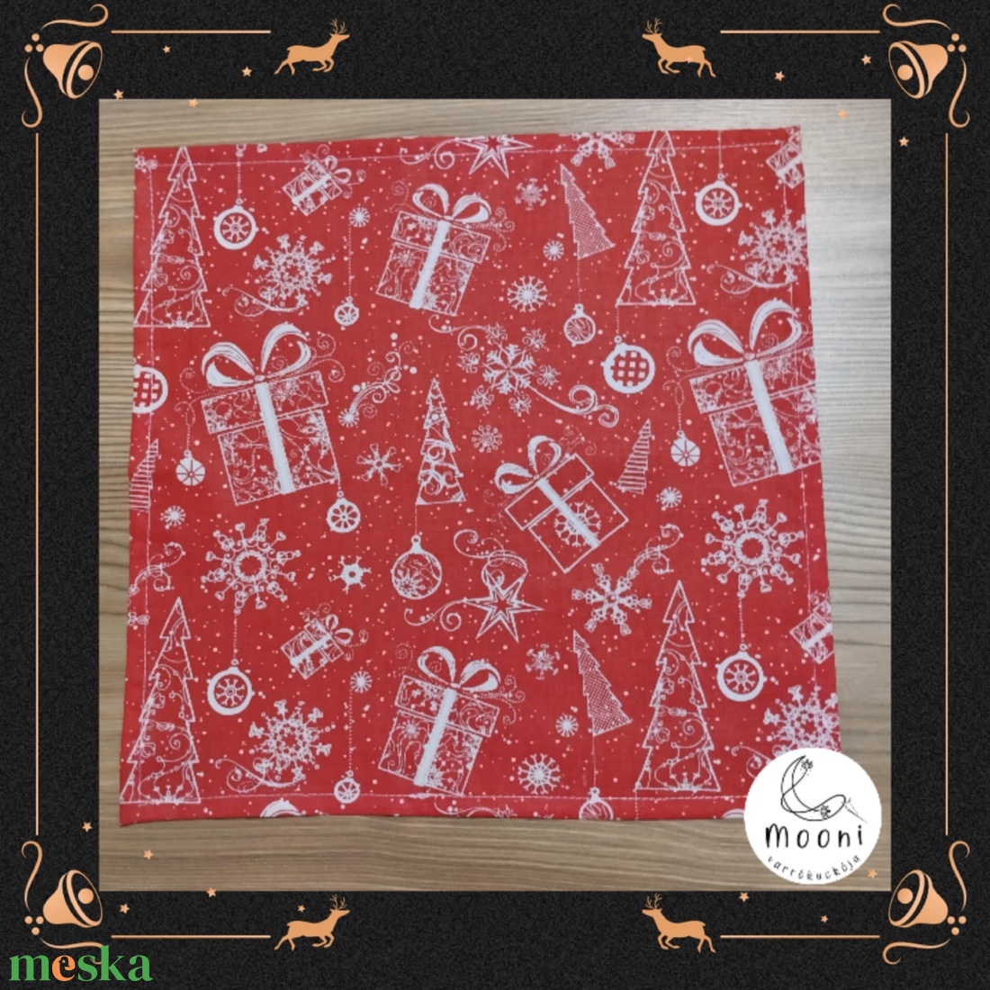 Karácsonyi textilszalvéta - 2 darabos csomag (piros alapon karácsonyi mintás) - otthon & életmód - konyhafelszerelés, tálalás - konyhai textil - szalvéta - Meska.hu