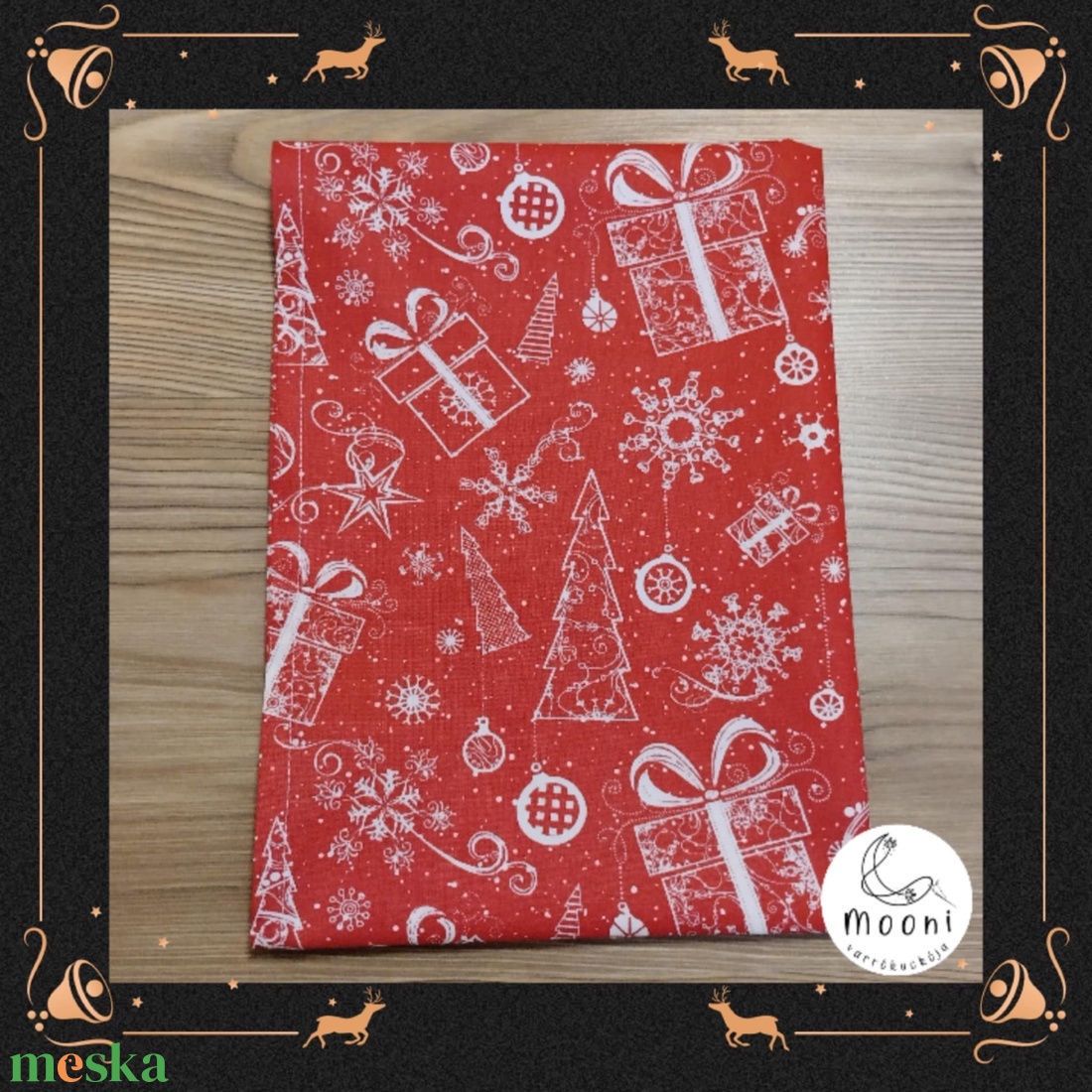 Karácsonyi futó asztalterítő - (piros alapon karácsonyi mintás) - otthon & életmód - konyhafelszerelés, tálalás - tálalás - terítő - Meska.hu