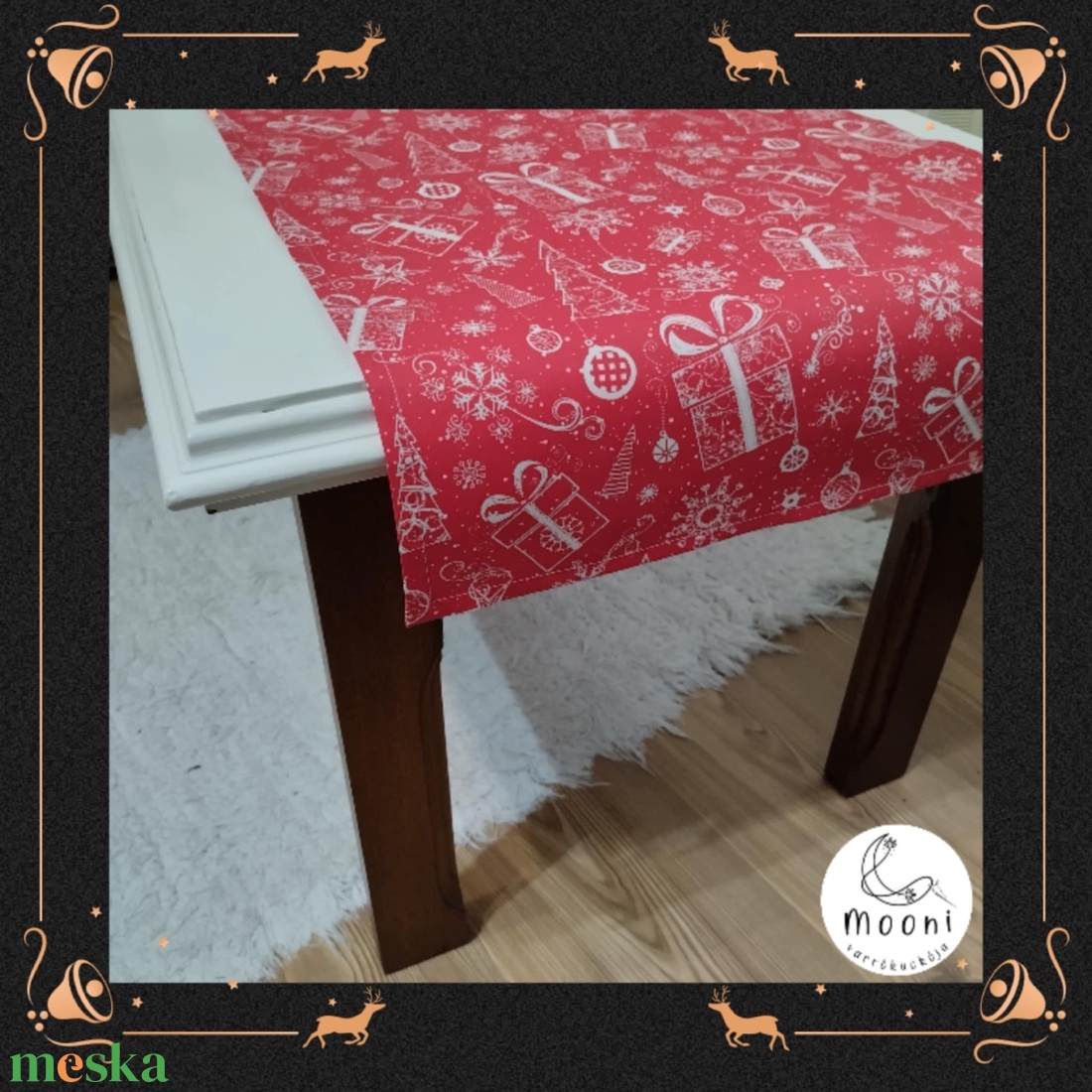 Karácsonyi futó asztalterítő - (piros alapon karácsonyi mintás) - otthon & életmód - konyhafelszerelés, tálalás - tálalás - terítő - Meska.hu