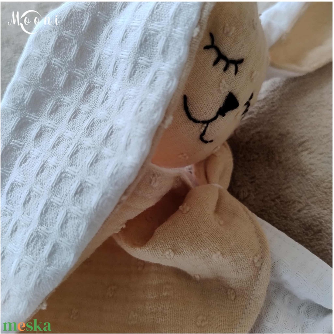 Dupla géz / waffle szundi nyuszi (bézs) - játék & sport - 3 éves kor alattiaknak - alvóka & rongyi - Meska.hu