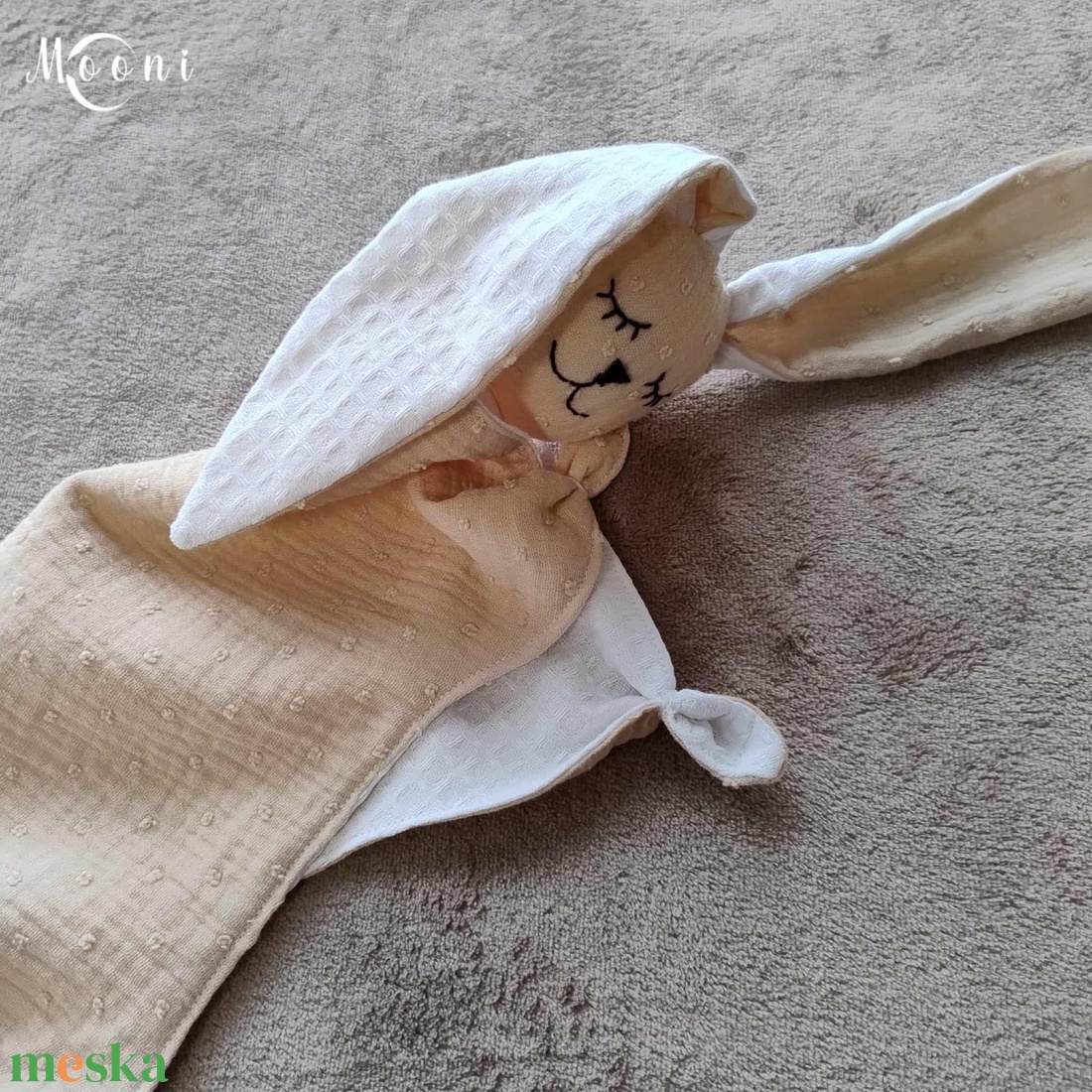 Dupla géz / waffle szundi nyuszi (bézs) - játék & sport - 3 éves kor alattiaknak - alvóka & rongyi - Meska.hu