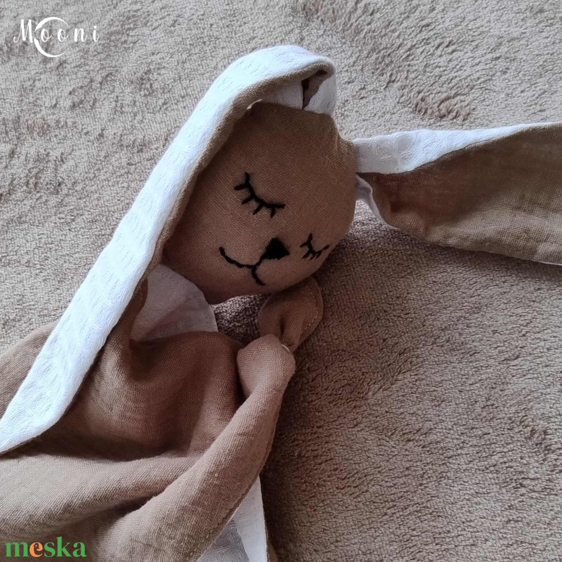 Dupla géz / waffle szundi nyuszi (camel) - játék & sport - 3 éves kor alattiaknak - alvóka & rongyi - Meska.hu