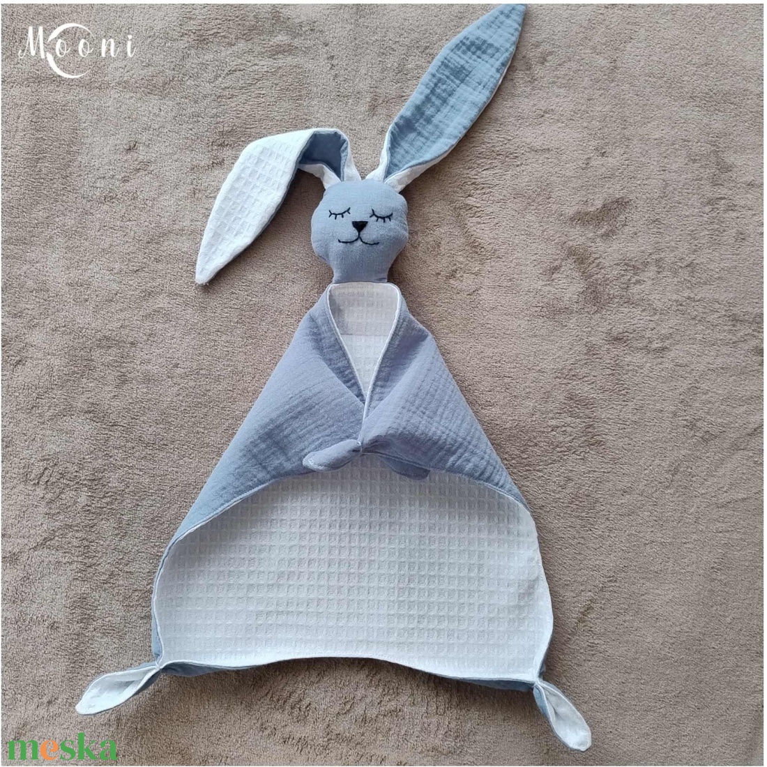 Dupla géz / waffle szundi nyuszi (farmerkék) - játék & sport - 3 éves kor alattiaknak - alvóka & rongyi - Meska.hu