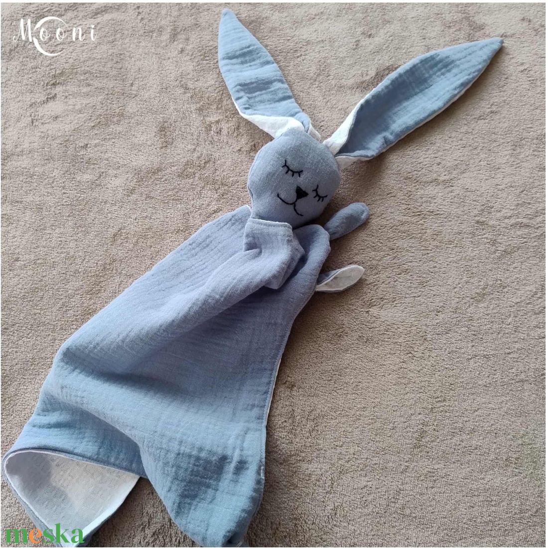 Dupla géz / waffle szundi nyuszi (farmerkék) - játék & sport - 3 éves kor alattiaknak - alvóka & rongyi - Meska.hu