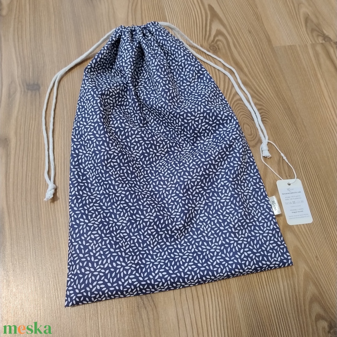 Kenyeres zsák frissentartó PUL béléssel (L-es méret) - kék rizsmintás - táska & tok - bevásárlás & shopper táska - kenyeres zsák - Meska.hu