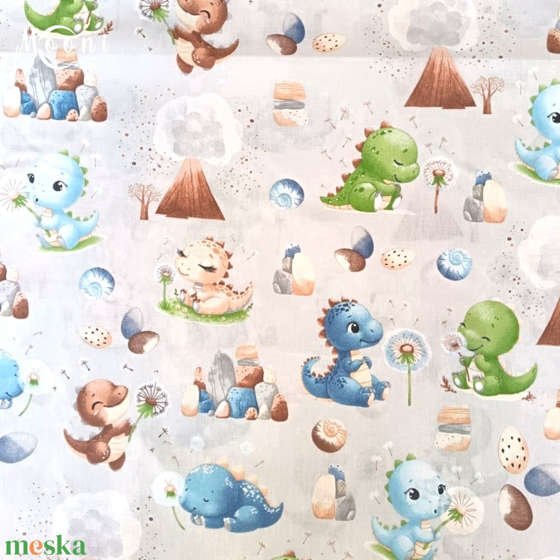 Dinókölykök pamutvászon - mintás - alapanyag termékekhez - kellékek & szerszámok - méteráru - szövet - Meska.hu