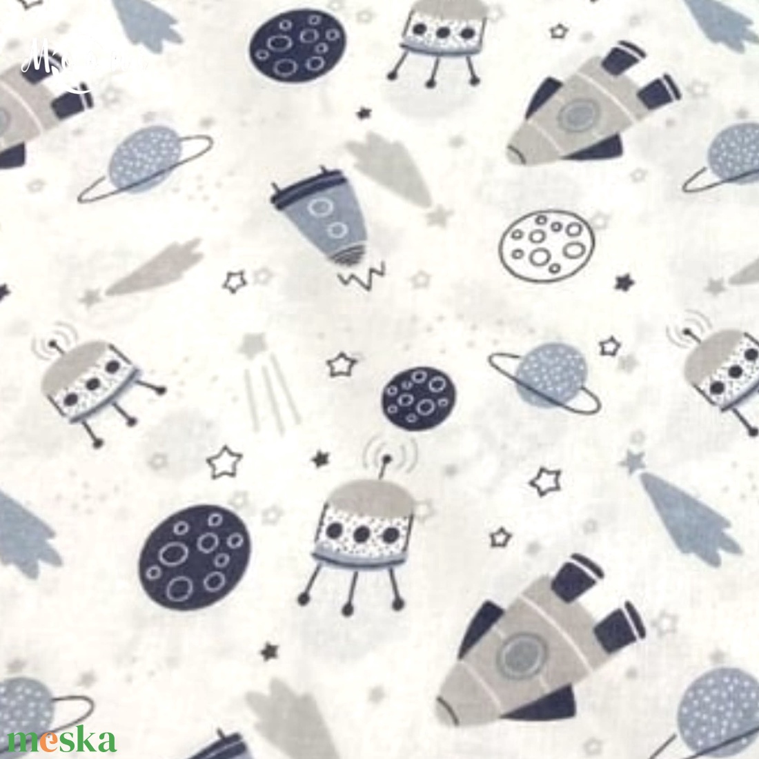 Űrhajók pamutvászon - mintás - alapanyag termékekhez - kellékek & szerszámok - méteráru - szövet - Meska.hu
