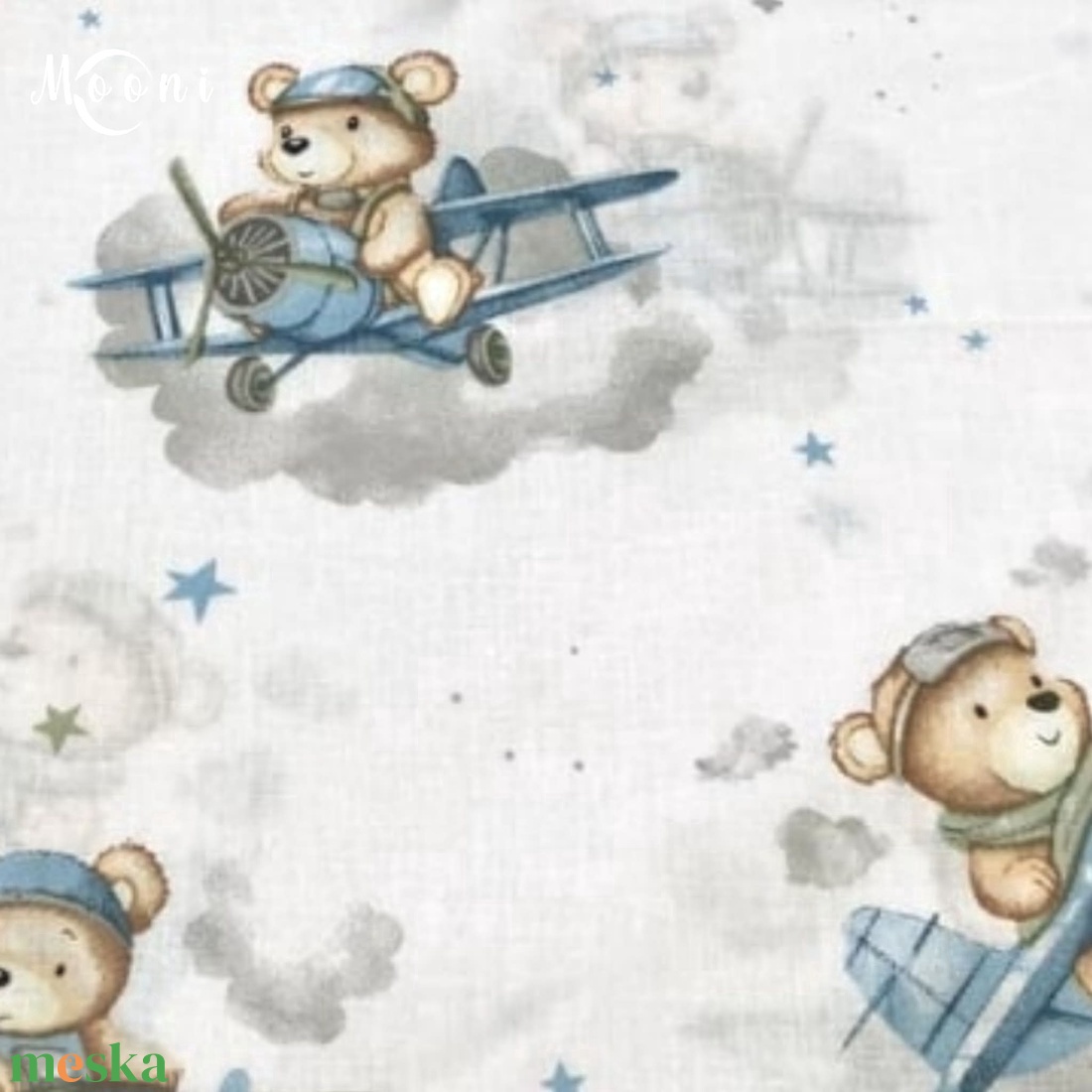 Repülős maci pamutvászon - mintás - alapanyag termékekhez - kellékek & szerszámok - méteráru - szövet - Meska.hu