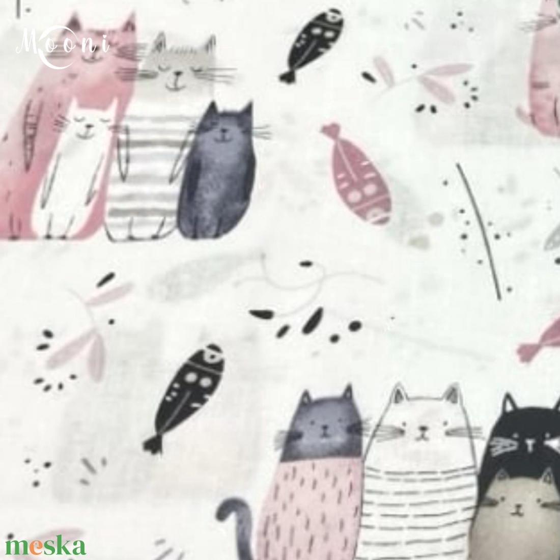 Rózsaszín cicák pamutvászon - mintás - alapanyag termékekhez - kellékek & szerszámok - méteráru - szövet - Meska.hu