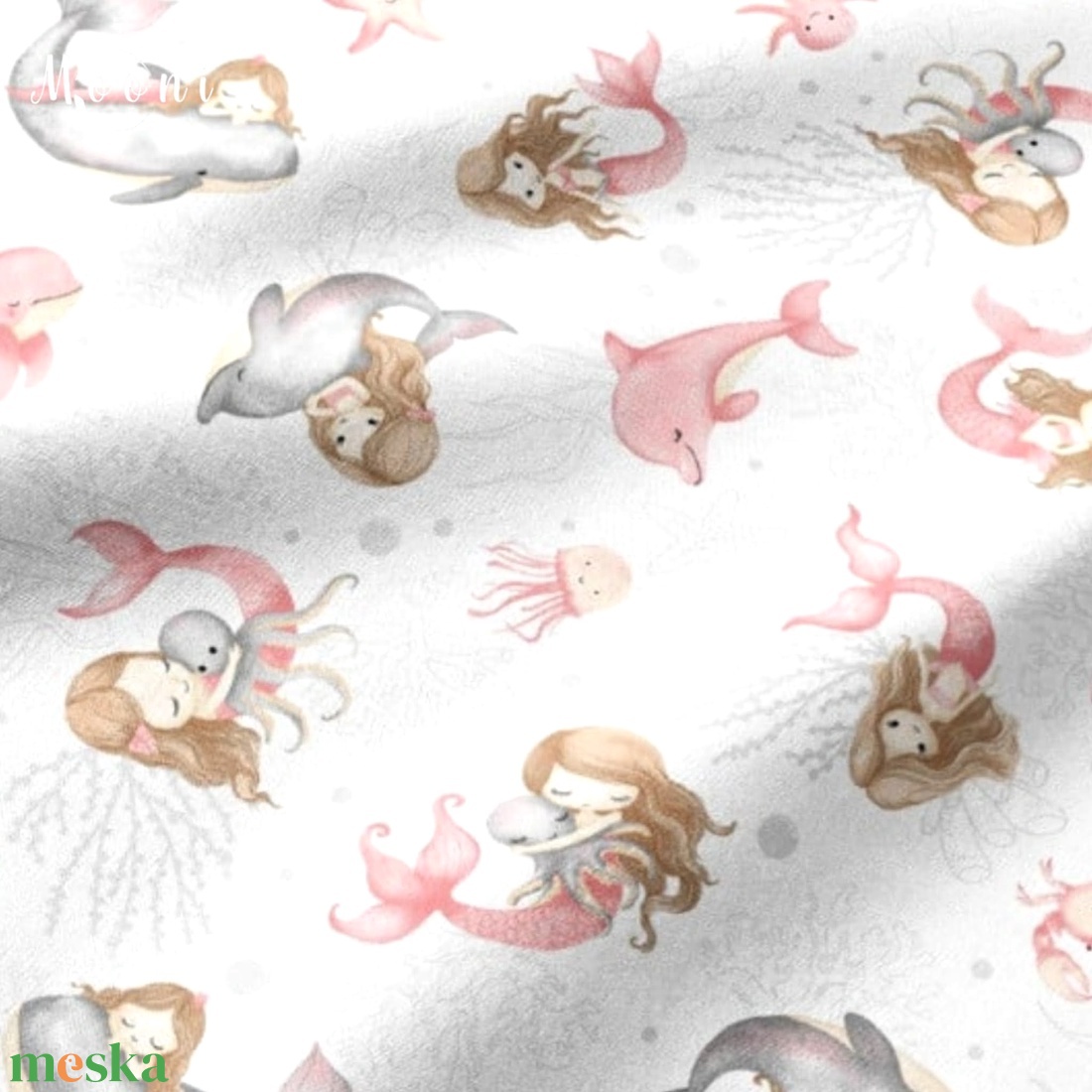 Sellő pamutvászon - mintás - alapanyag termékekhez - kellékek & szerszámok - méteráru - szövet - Meska.hu