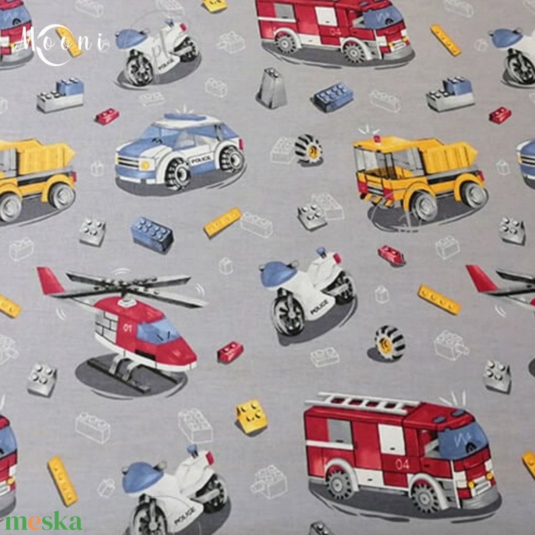 Tűzoltó-rendőr pamutvászon - mintás - alapanyag termékekhez - kellékek & szerszámok - méteráru - szövet - Meska.hu