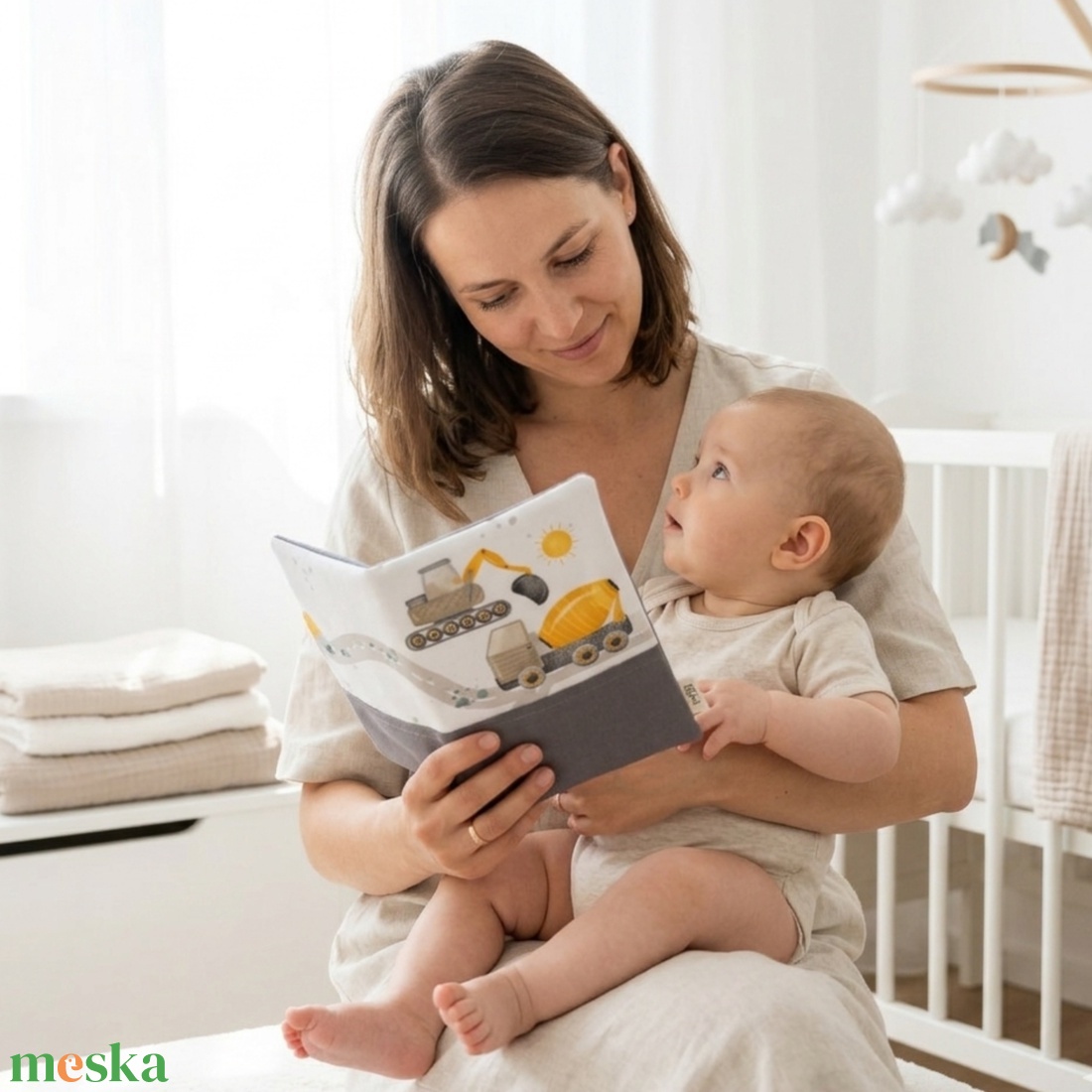 Munkagépes gyermek egészségügyi kiskönyv borító - baba - mama - babaemlékek - egészségügyi kiskönyv borító - Meska.hu