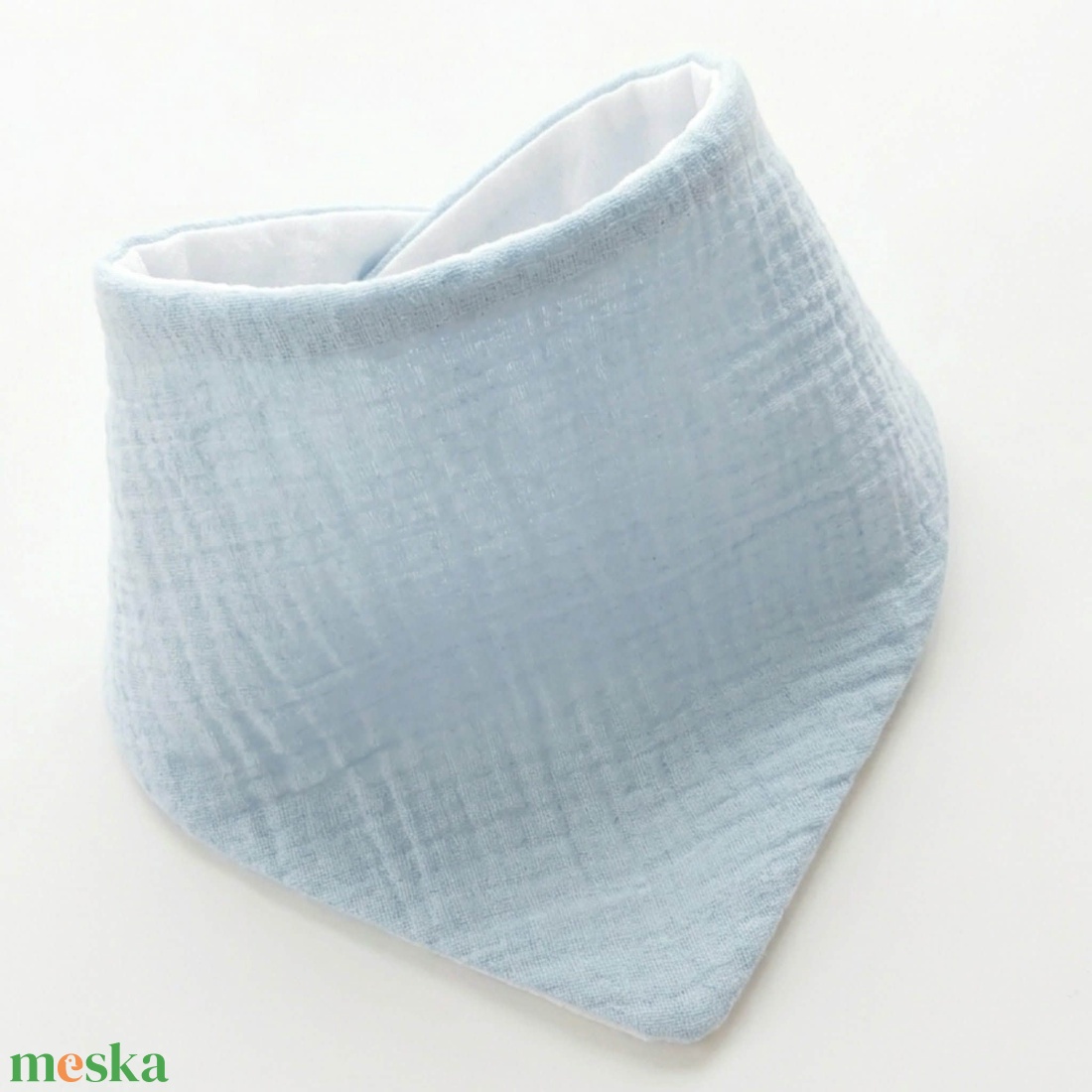 Világoskék dupla géz és waffle baba nyálkendő - baba - mama - babaruházat - nyálkendő - Meska.hu