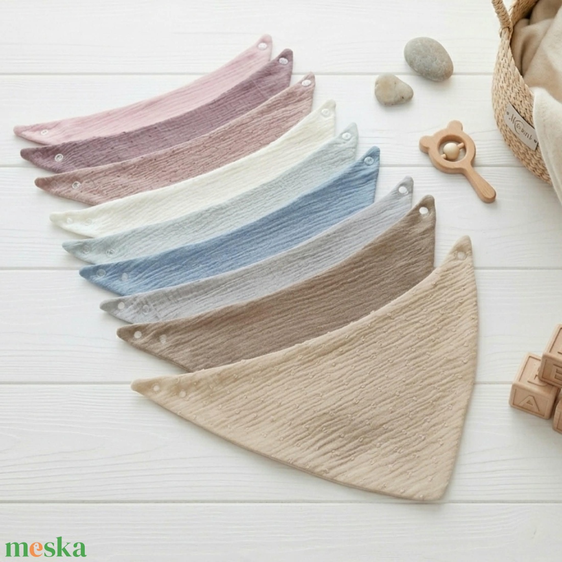 Farmerkék dupla géz és waffle baba nyálkendő - baba - mama - babaruházat - nyálkendő - Meska.hu