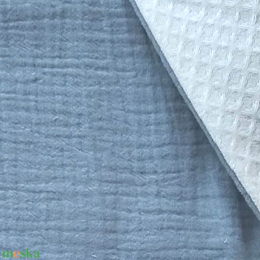 Farmerkék dupla géz és waffle baba nyálkendő - baba - mama - babaruházat - nyálkendő - Meska.hu