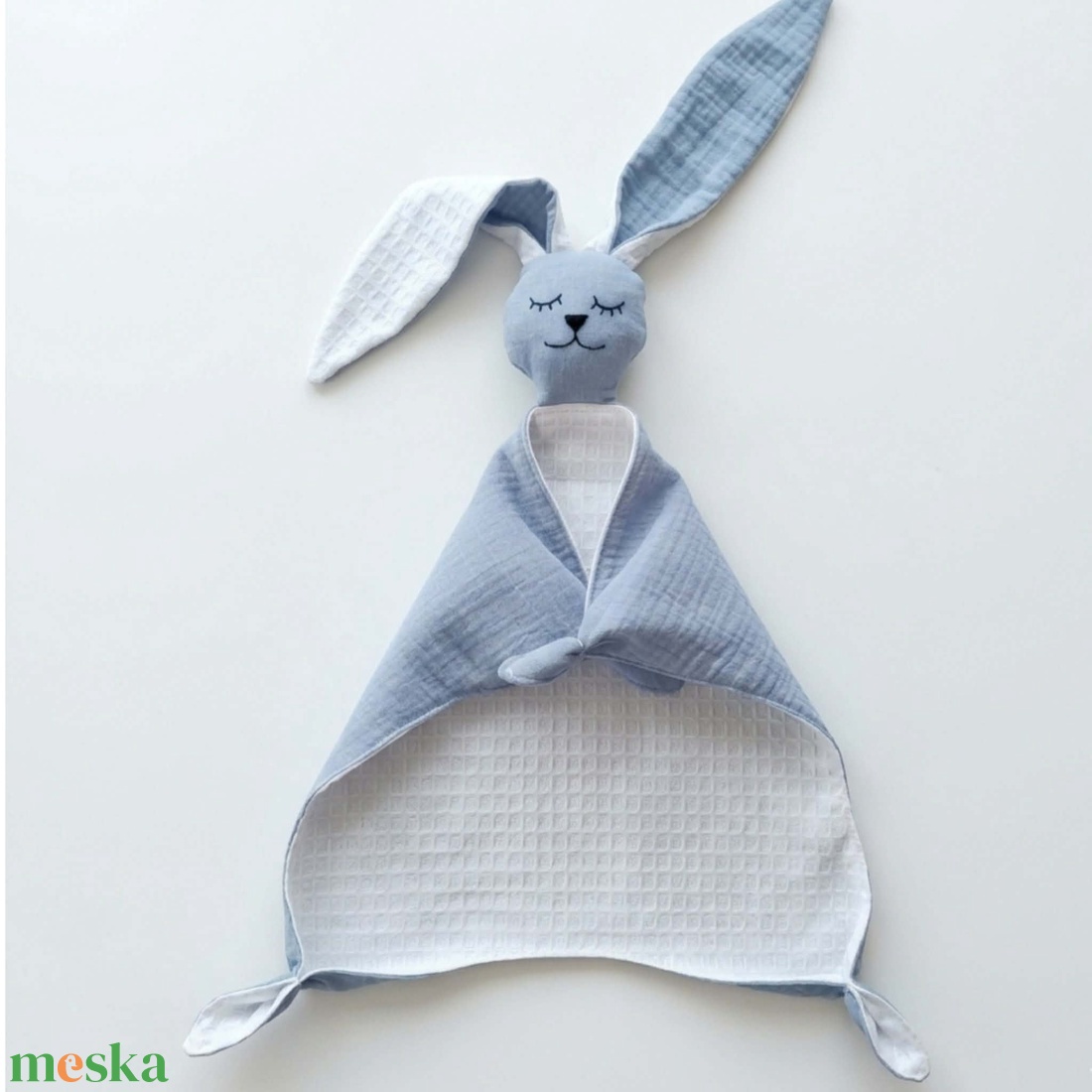 Dupla géz és waffle szundi nyuszi � farmerkék - baba - mama - baba játékok - szundikendő, alvóka - Meska.hu