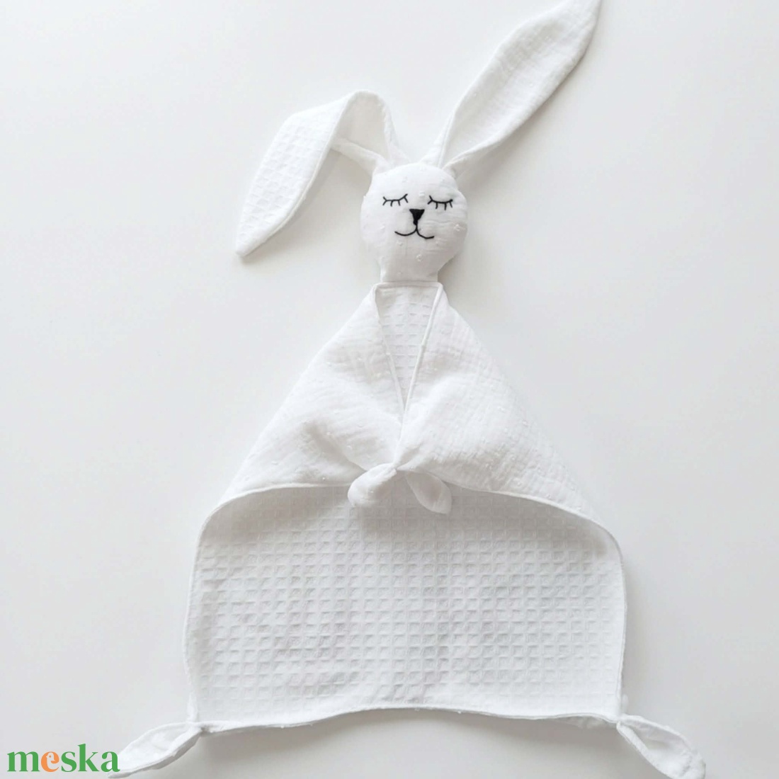 Dupla géz / waffle szundi nyuszi (fehér) - baba - mama - baba játékok - szundikendő, alvóka - Meska.hu