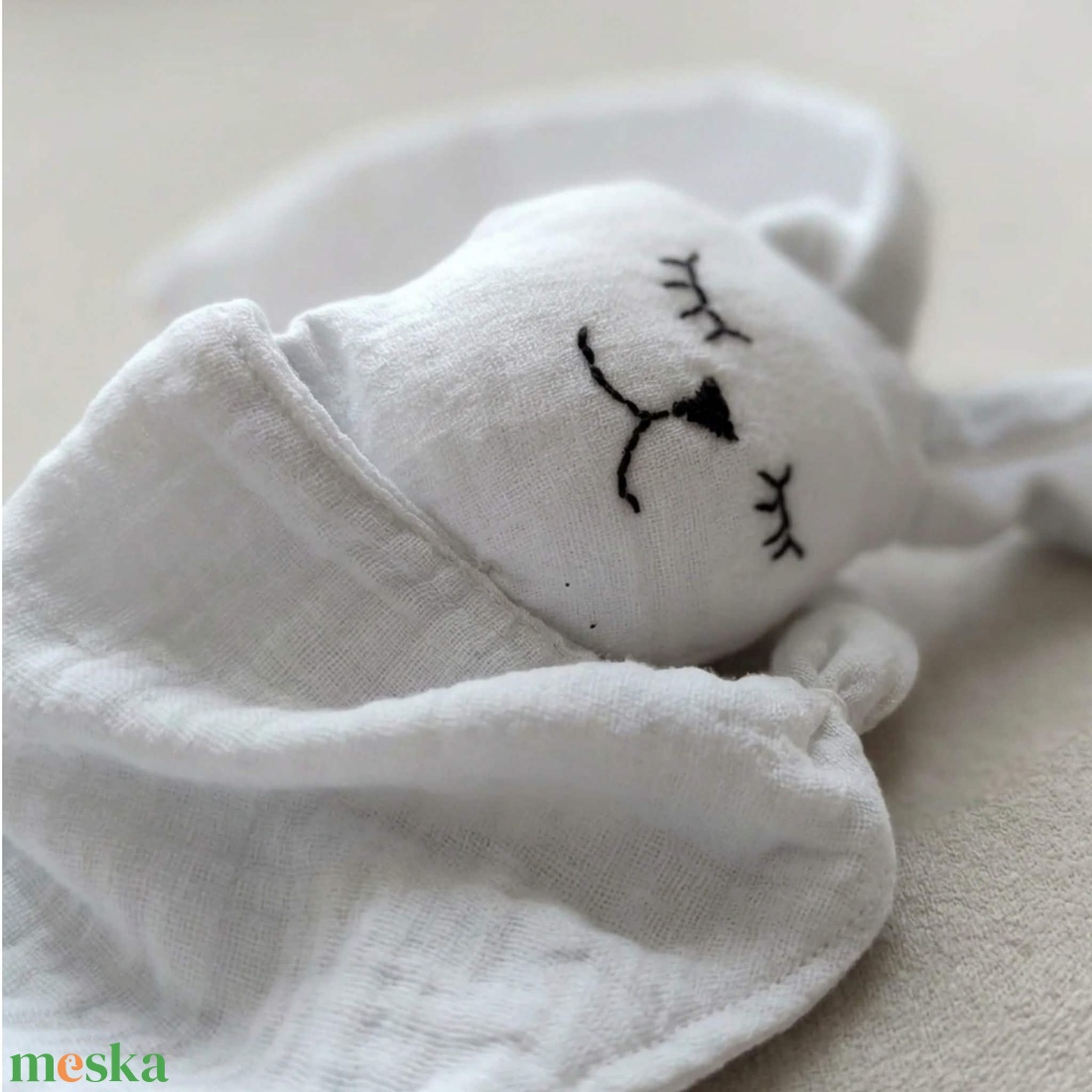 Dupla géz és waffle szundi nyuszi � világoskék - baba - mama - baba játékok - szundikendő, alvóka - Meska.hu